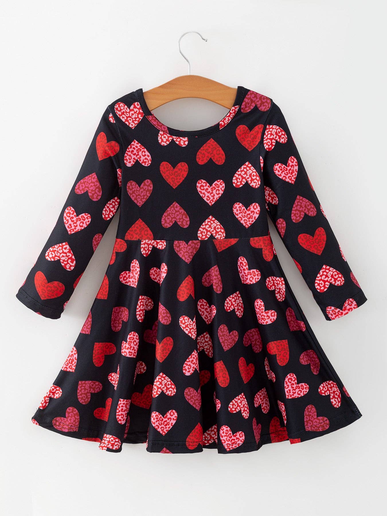 Valentine's Day Black/Leopard Heart Girls Dress-360 Carolines Closet-Rylee Faith Designs-The Lovely Closet, Women's Fashion Boutique in Alexandria, KY