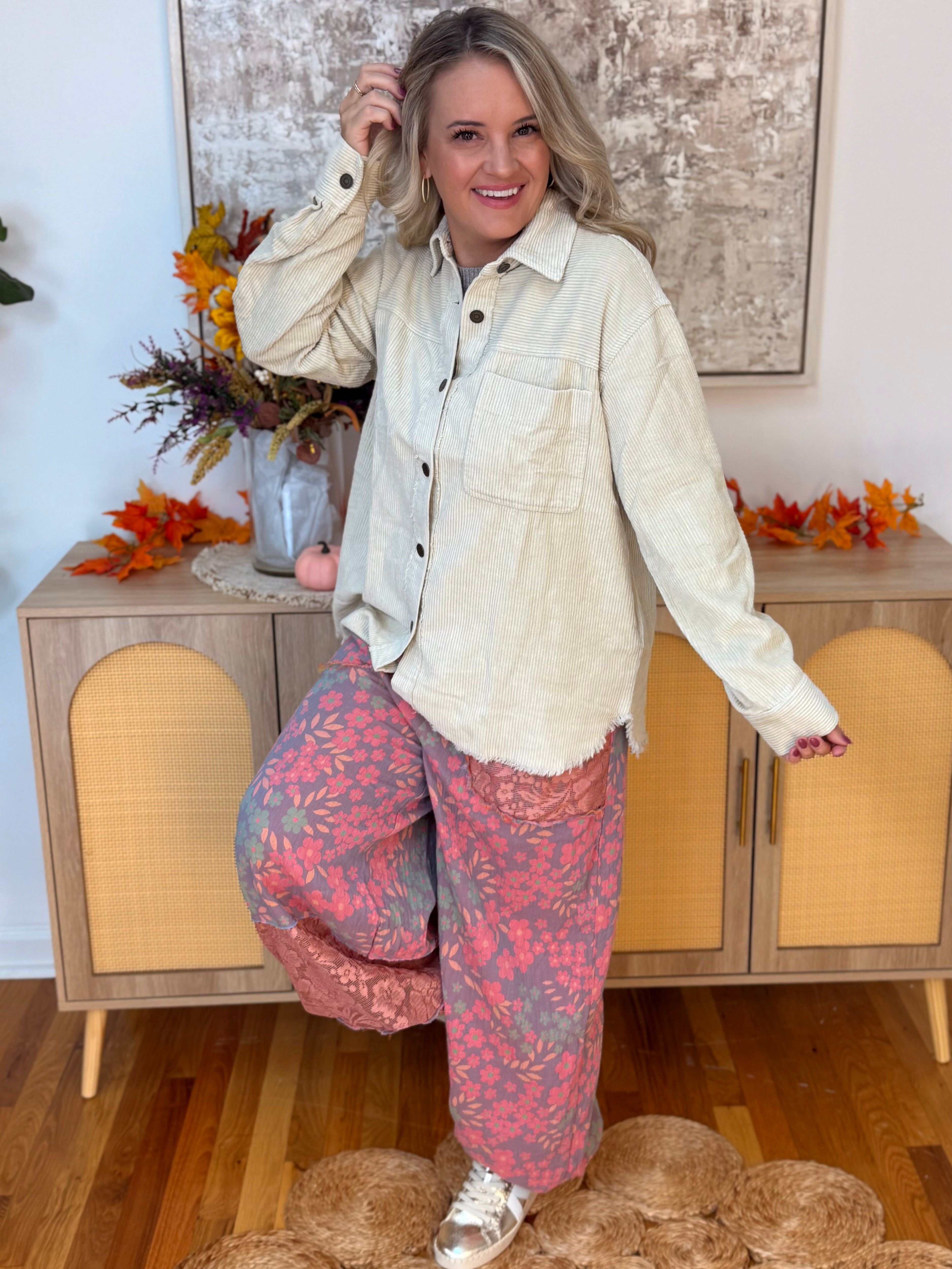 Urban Edge Oversized Shacked - Cream-170 Jackets/Outerwear-La Miel-The Lovely Closet, Women's Fashion Boutique in Alexandria, KY