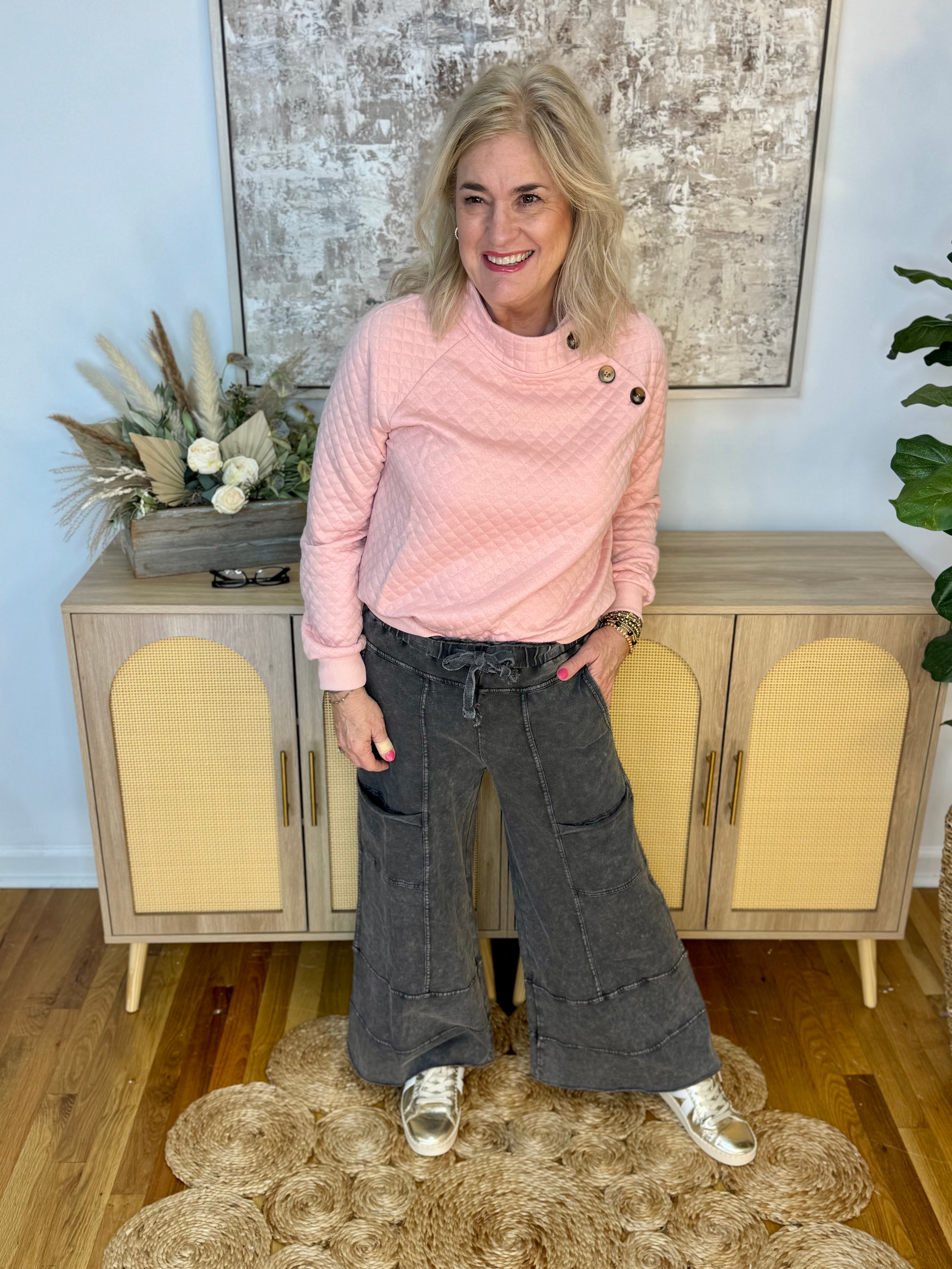 Relaxed Cargo Wide Leg Cropped Pants - Black-240 Pants-easel-The Lovely Closet, Women's Fashion Boutique in Alexandria, KY