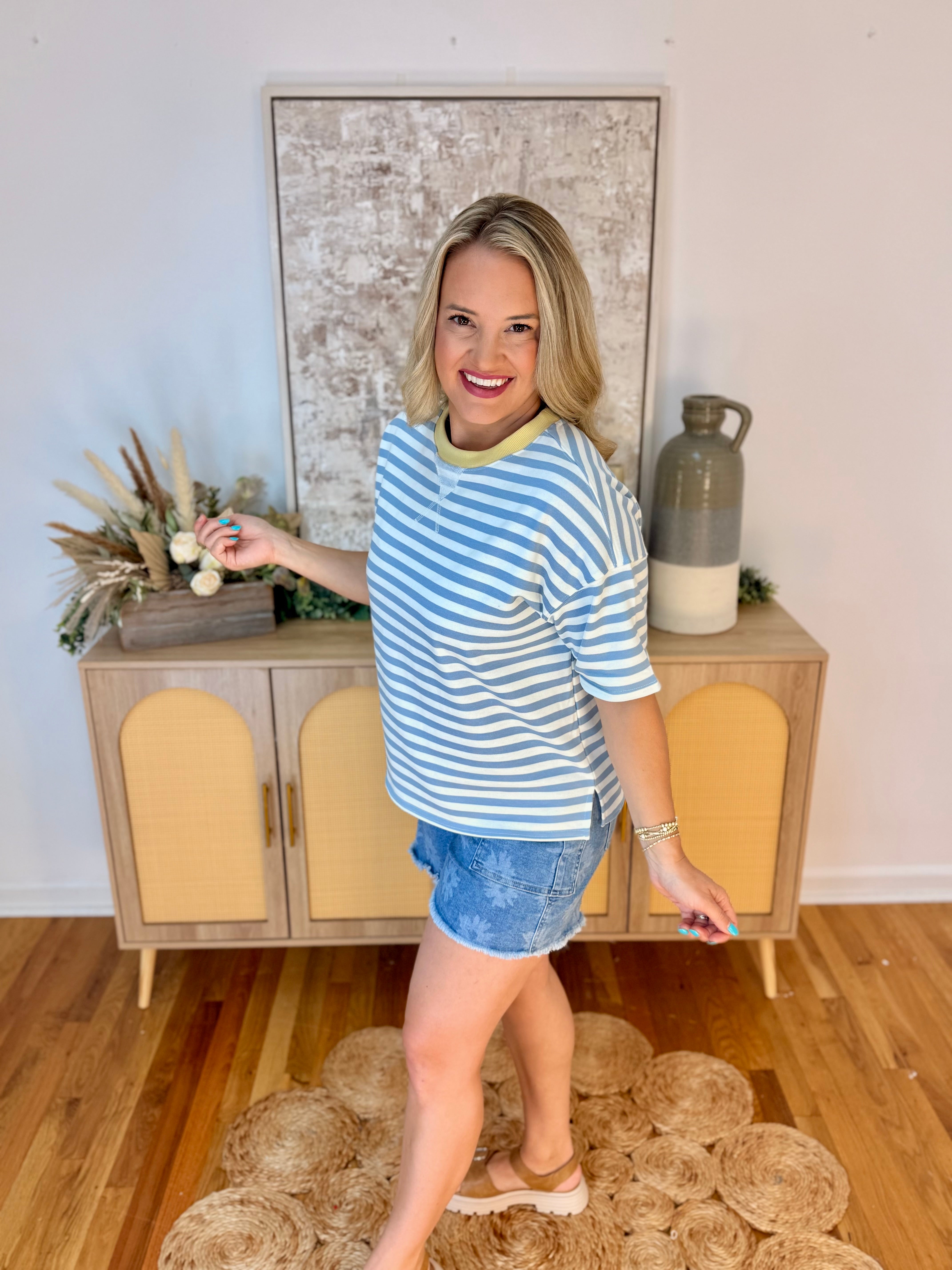Sunshine Stripes Short Sleeve Top-The Lovely Closet-The Lovely Closet, Women's Fashion Boutique in Alexandria, KY
