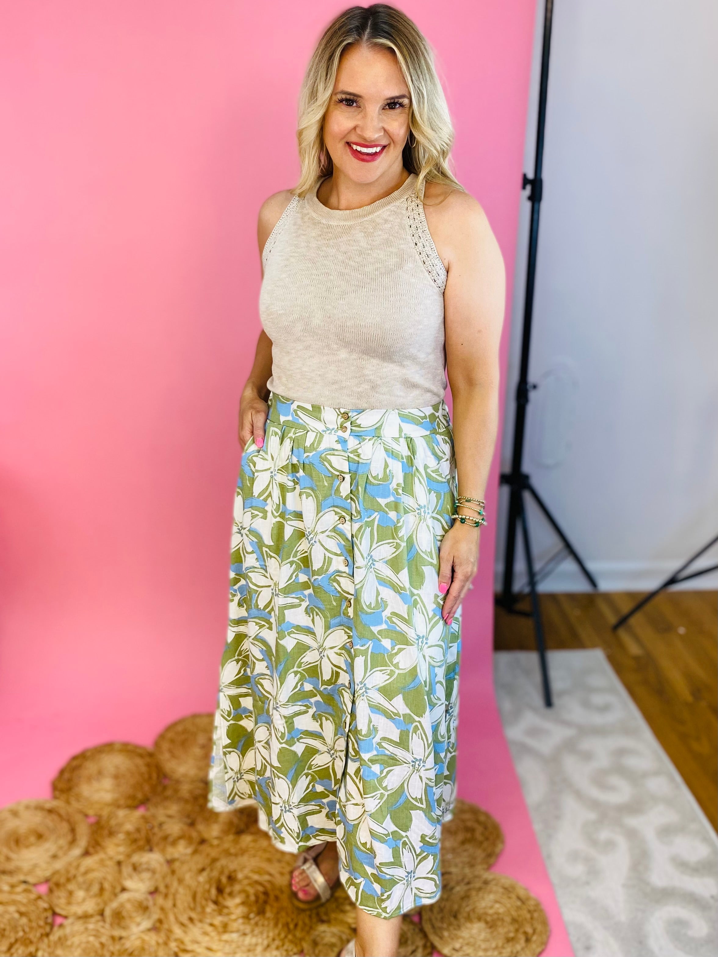 Coastal Charm Midi Skirt-230 Skirts/Shorts-Be Cool-The Lovely Closet, Women's Fashion Boutique in Alexandria, KY