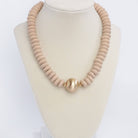 Wood Saucer Bead Necklace - Gold-250 Jewelry-PennyLine inc-The Lovely Closet, Women's Fashion Boutique in Alexandria, KY