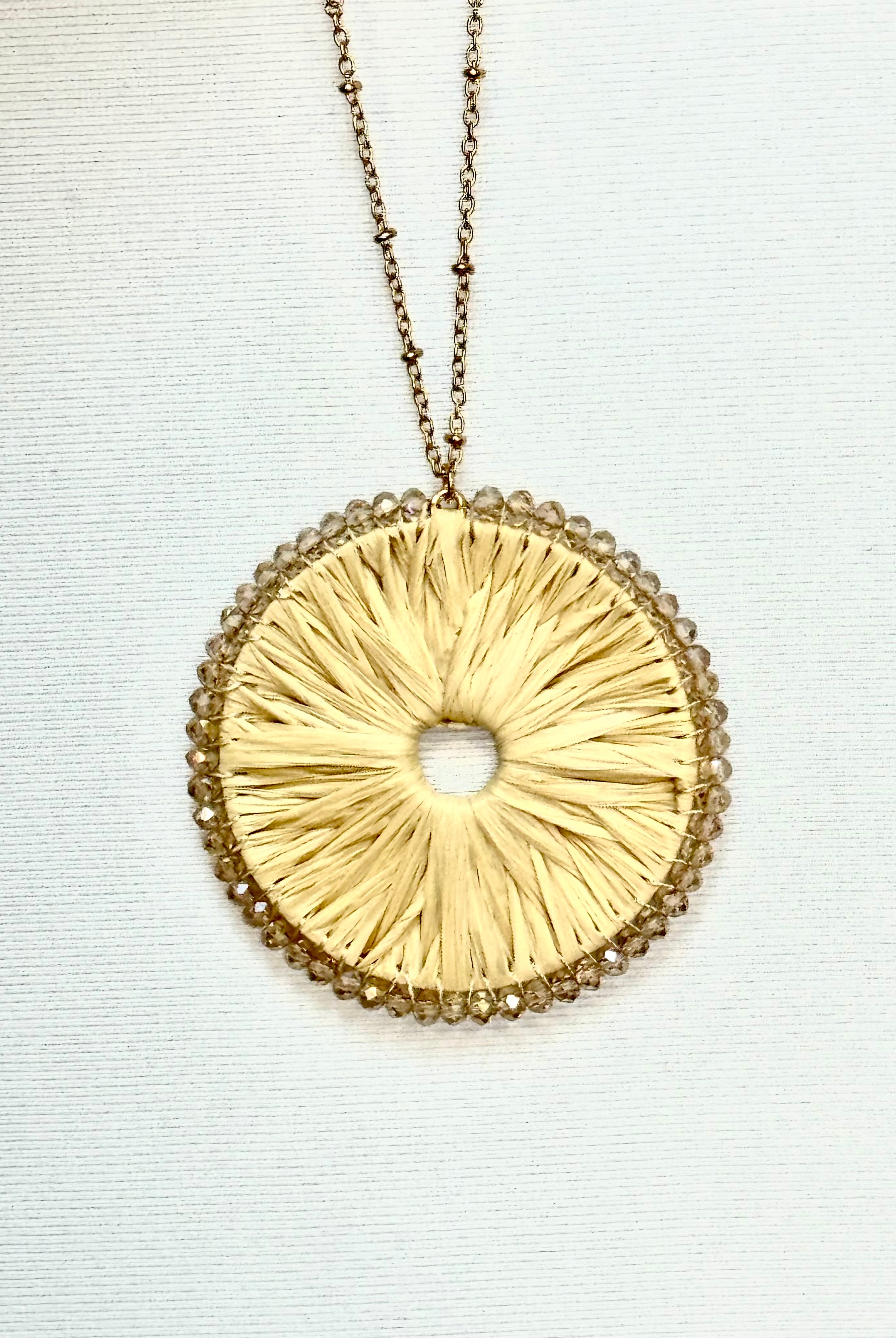 Raffia Medallion Necklace-Necklaces-The Lovely Closet-The Lovely Closet, Women's Fashion Boutique in Alexandria, KY