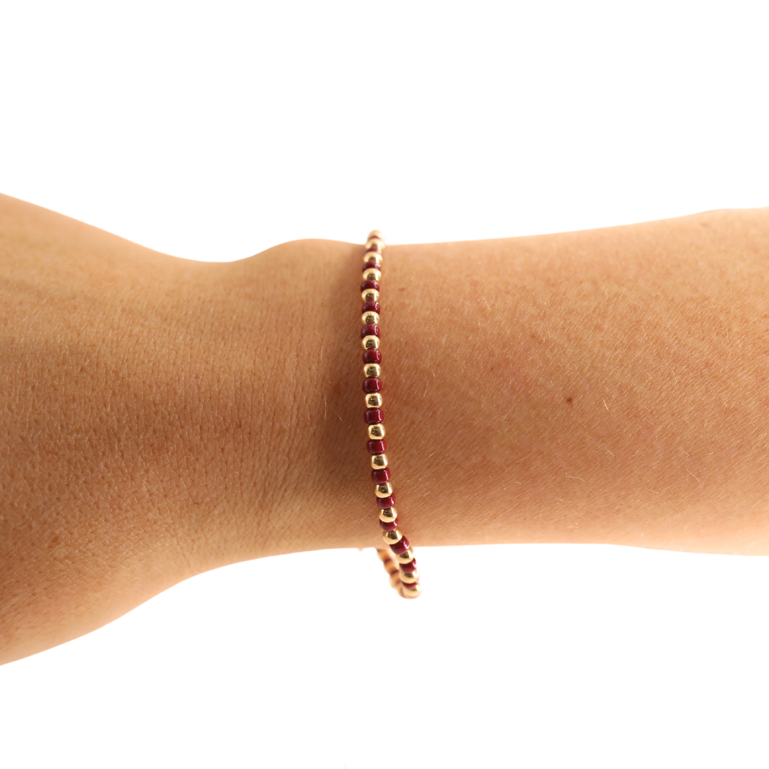 Maroon Demi Bracelet: Gold / Standard 6.75 inch-bracelets-Beaded Blondes-The Lovely Closet, Women's Fashion Boutique in Alexandria, KY
