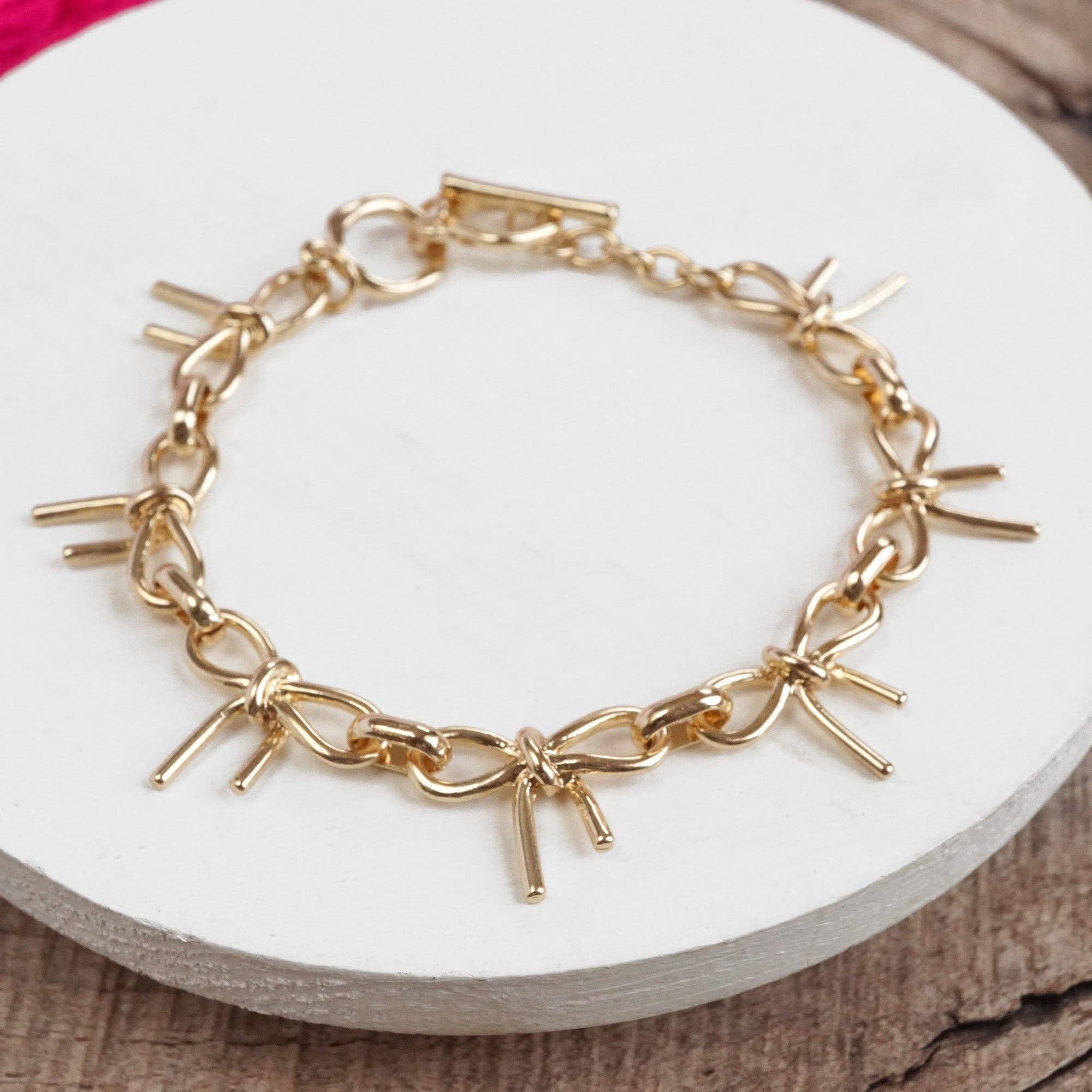 Bow Link Bracelet - Gold-250 Jewelry-PennyLine inc-The Lovely Closet, Women's Fashion Boutique in Alexandria, KY