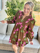 Falling Petals Floral Print Dress-180 Dresses-Umgee-The Lovely Closet, Women's Fashion Boutique in Alexandria, KY
