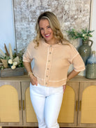 Soft Sands Short Sleeve Cardigan - Lt. Peach-100 Short Sleeve Tops-Blu Pepper-The Lovely Closet, Women's Fashion Boutique in Alexandria, KY