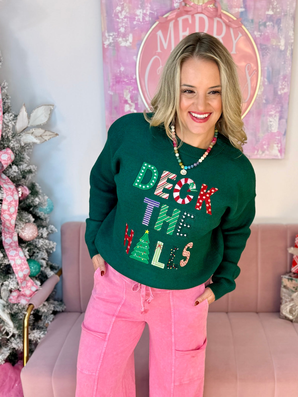 Deck The Halls Sweater - Hunter Green-140 Sweaters-Main Strip-The Lovely Closet, Women's Fashion Boutique in Alexandria, KY