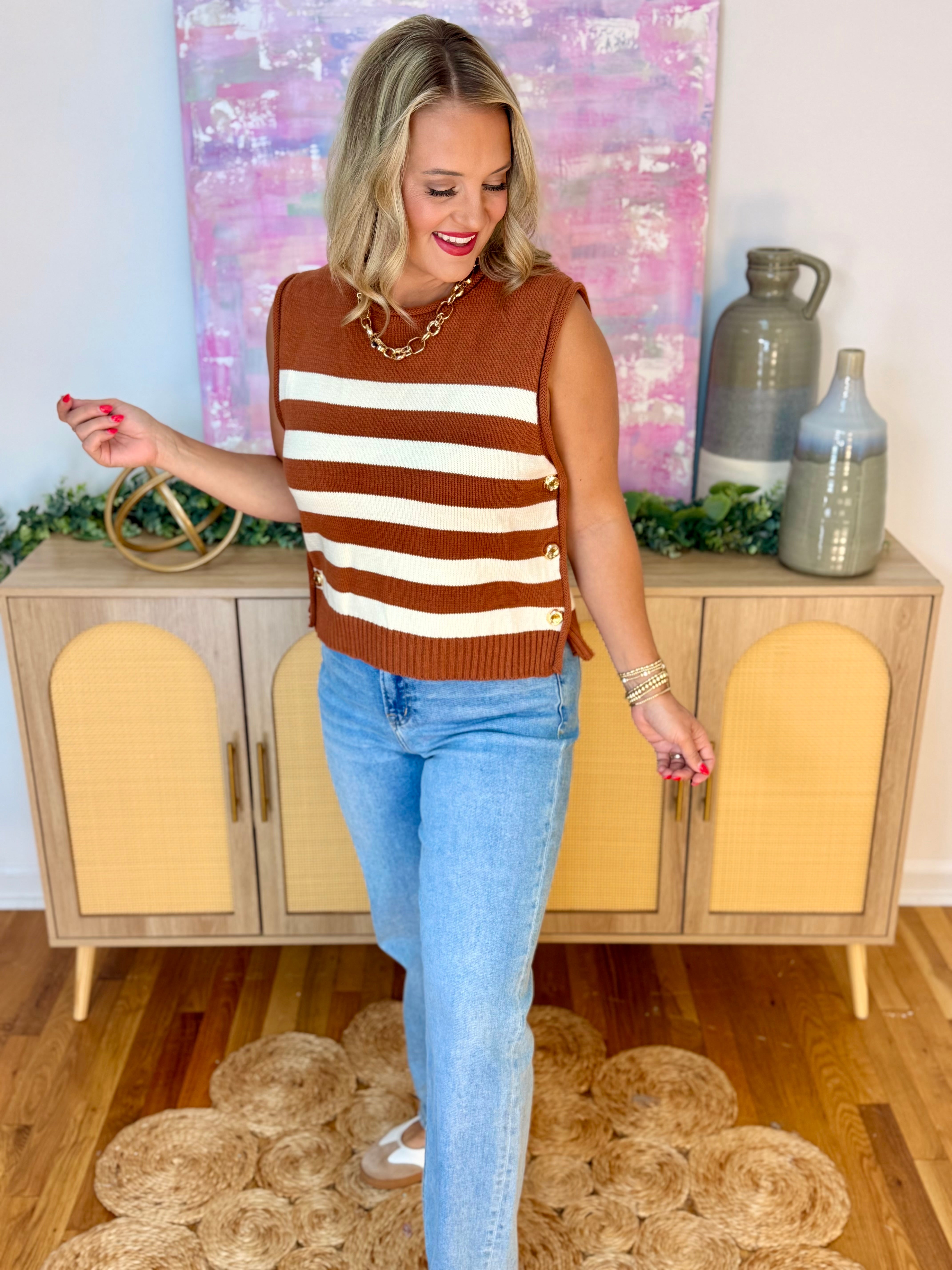 Weekend Escape Sleeveless Knit Top-120 Sleeveless Tops-She + Sky-The Lovely Closet, Women's Fashion Boutique in Alexandria, KY