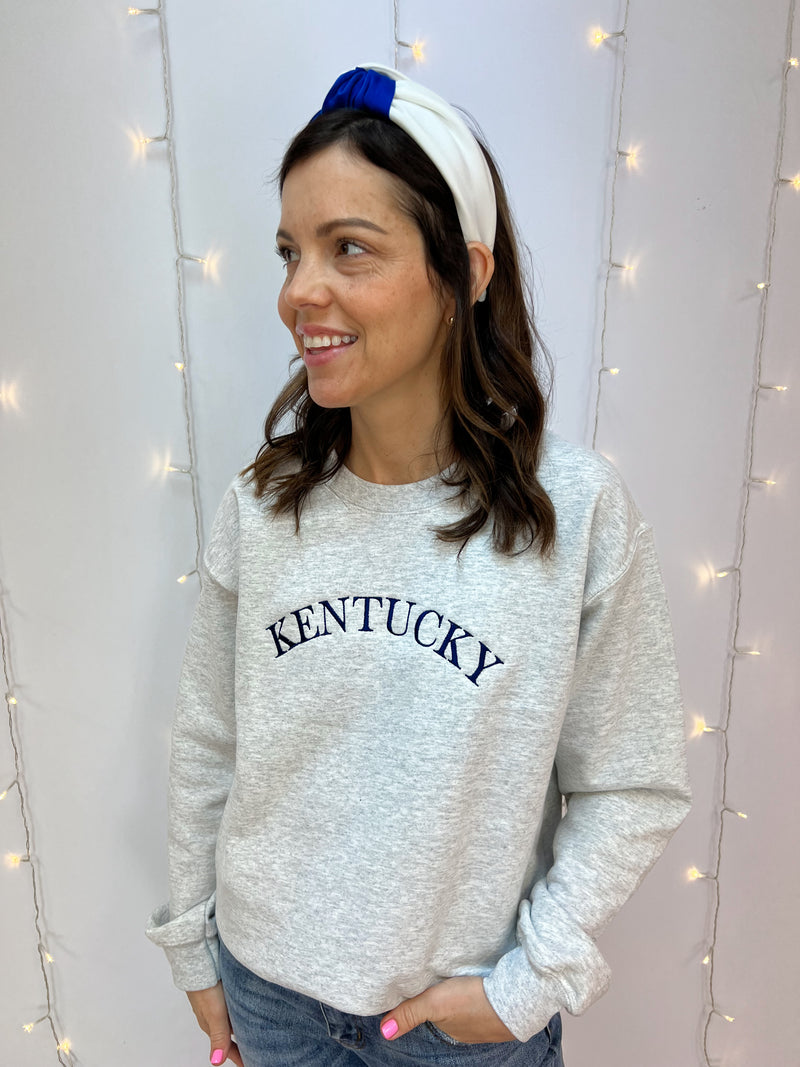 Embroidered KY Crewneck Sweatshirt-The Lovely Closet-The Lovely Closet, Women's Fashion Boutique in Alexandria, KY