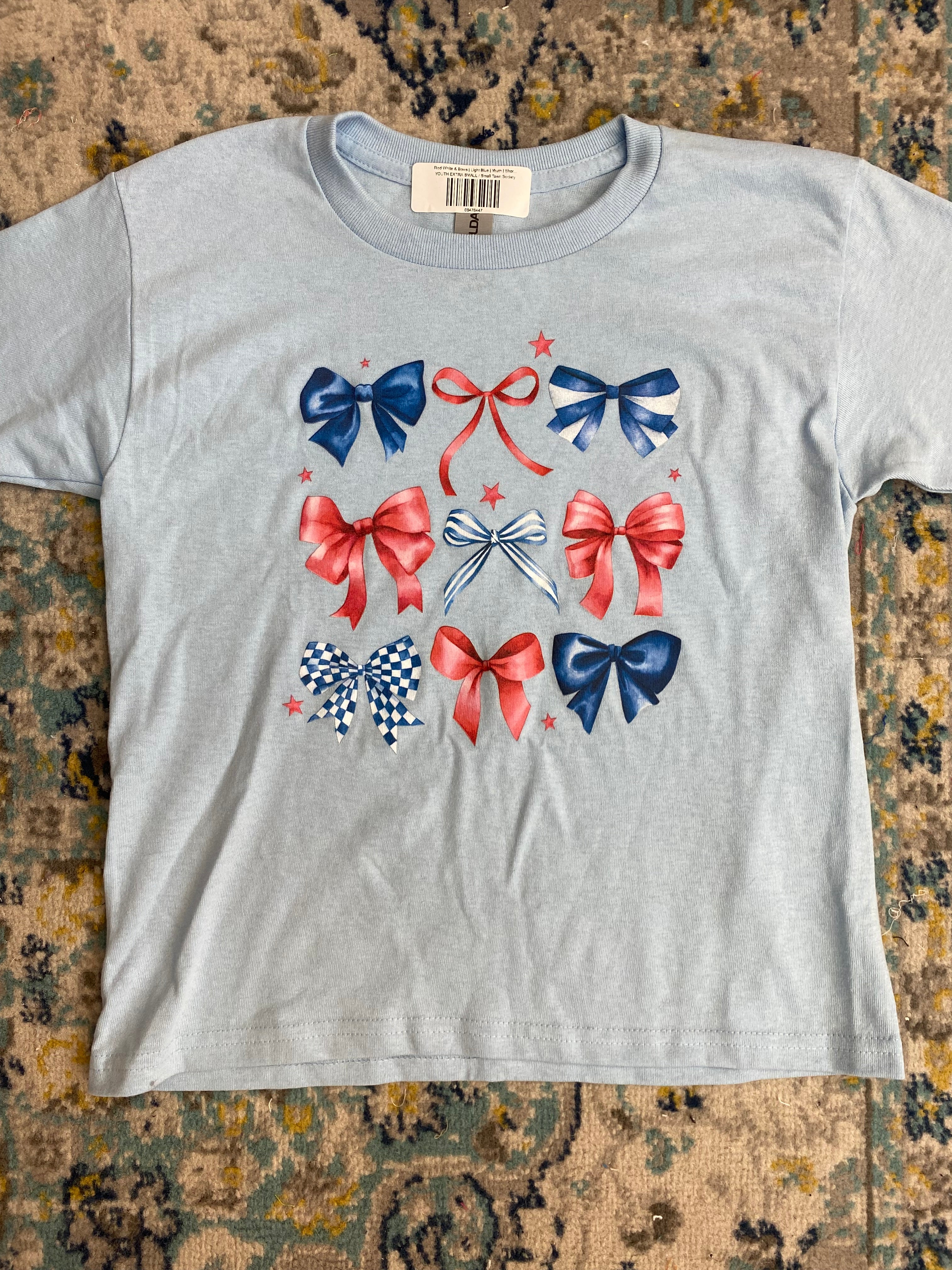 **PRE-ORDER**Youth Patriotic Ribbons and Bows T-Shirt-130 Graphics-The Lovely Closet-The Lovely Closet, Women's Fashion Boutique in Alexandria, KY