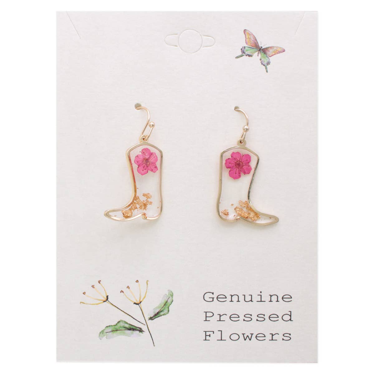 Botanical Boots Dried Flower Cowboy Boot Earrings-280 Accessories-ZAD-The Lovely Closet, Women's Fashion Boutique in Alexandria, KY