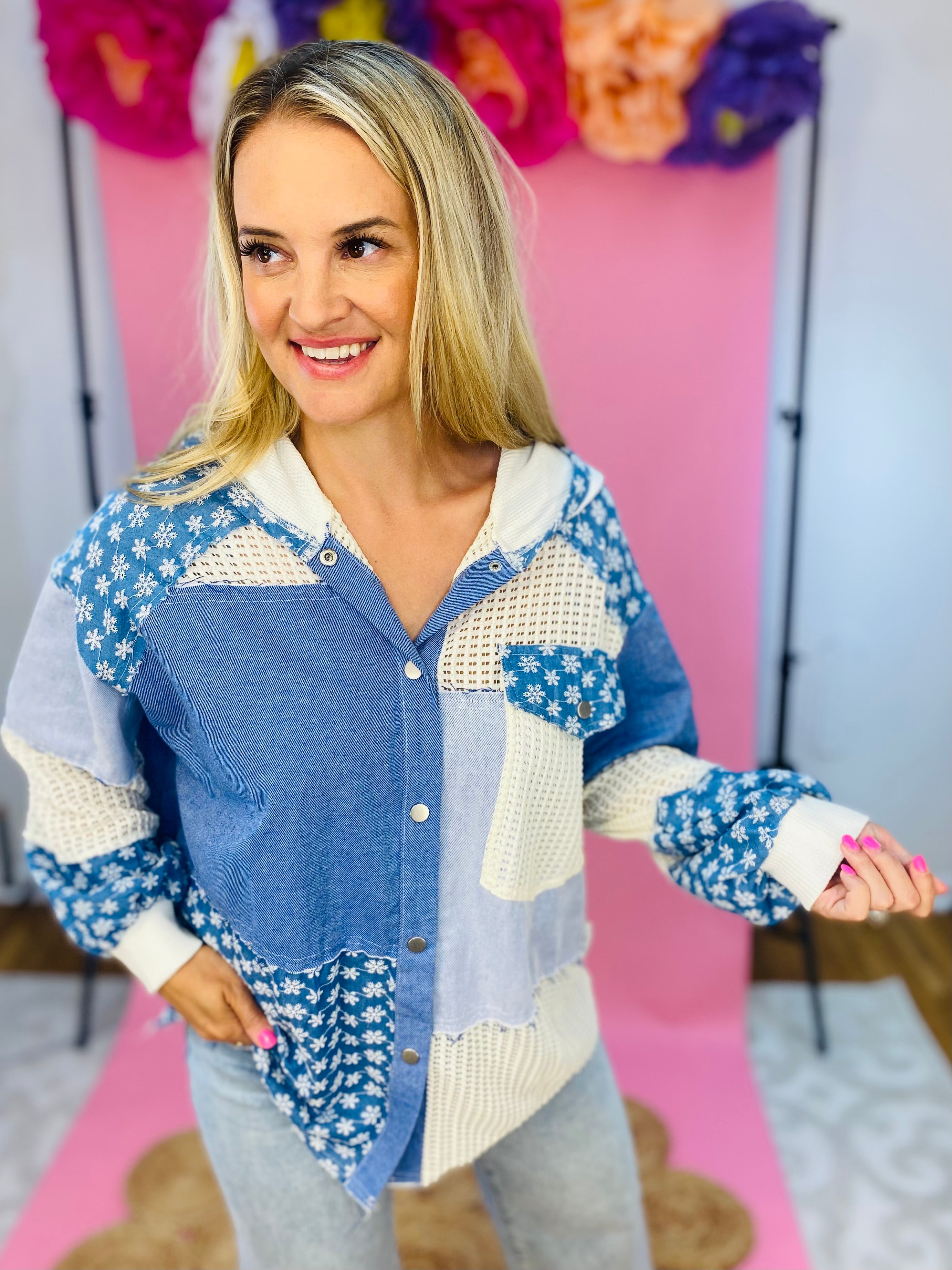 Summer Nights Button Down Jacket-170 Jackets/Outerwear-FANTASTIC FAWN-The Lovely Closet, Women's Fashion Boutique in Alexandria, KY
