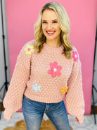 Blushing Flowers Sweater-140 Sweaters-VERY J-The Lovely Closet, Women's Fashion Boutique in Alexandria, KY