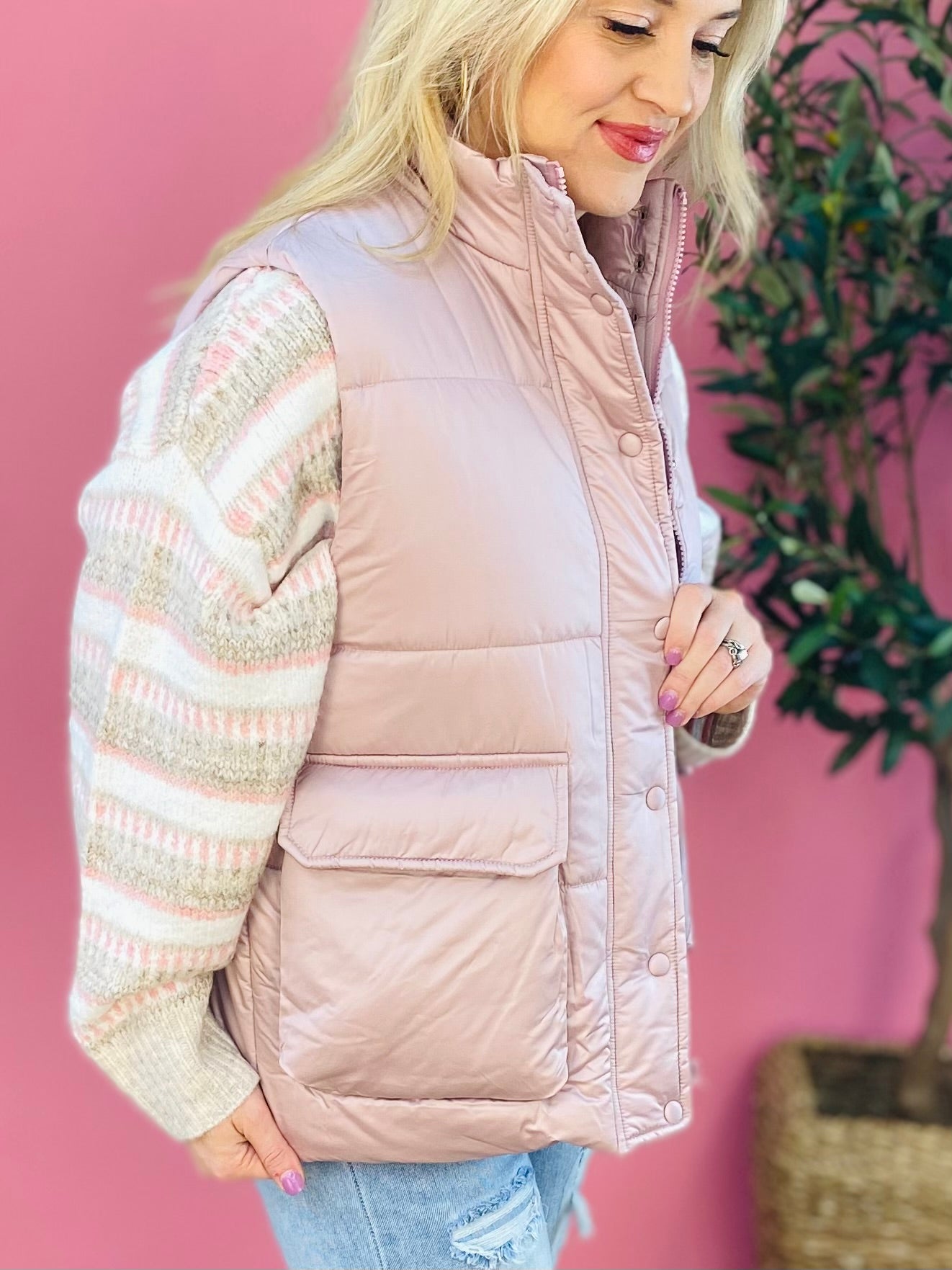 Pink Me! Frosted Mauve-170 Jackets/Outerwear-The Lovely Closet-The Lovely Closet, Women's Fashion Boutique in Alexandria, KY