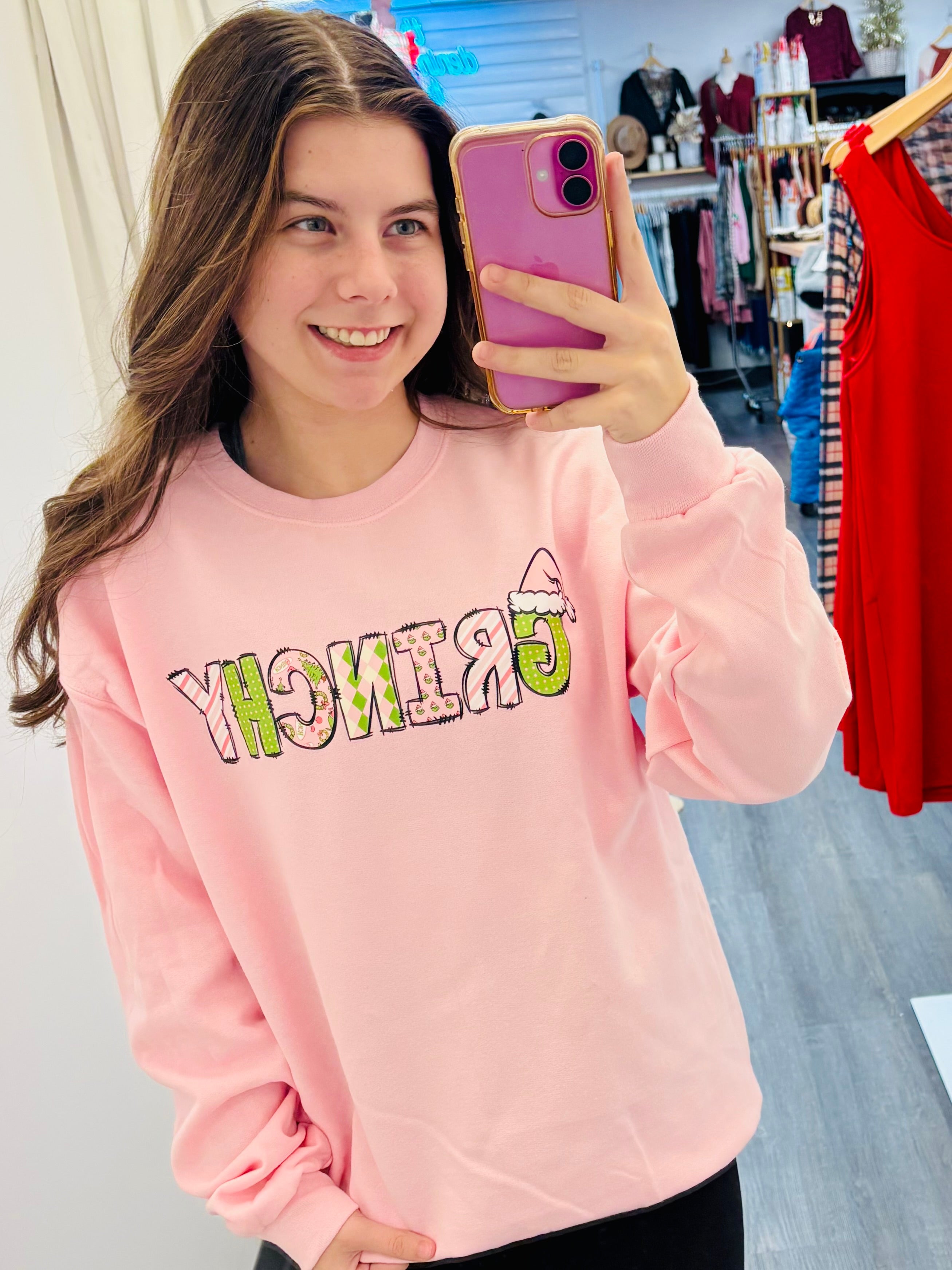 Grinchy Crewneck-130 Graphics-The Lovely Closet-The Lovely Closet, Women's Fashion Boutique in Alexandria, KY