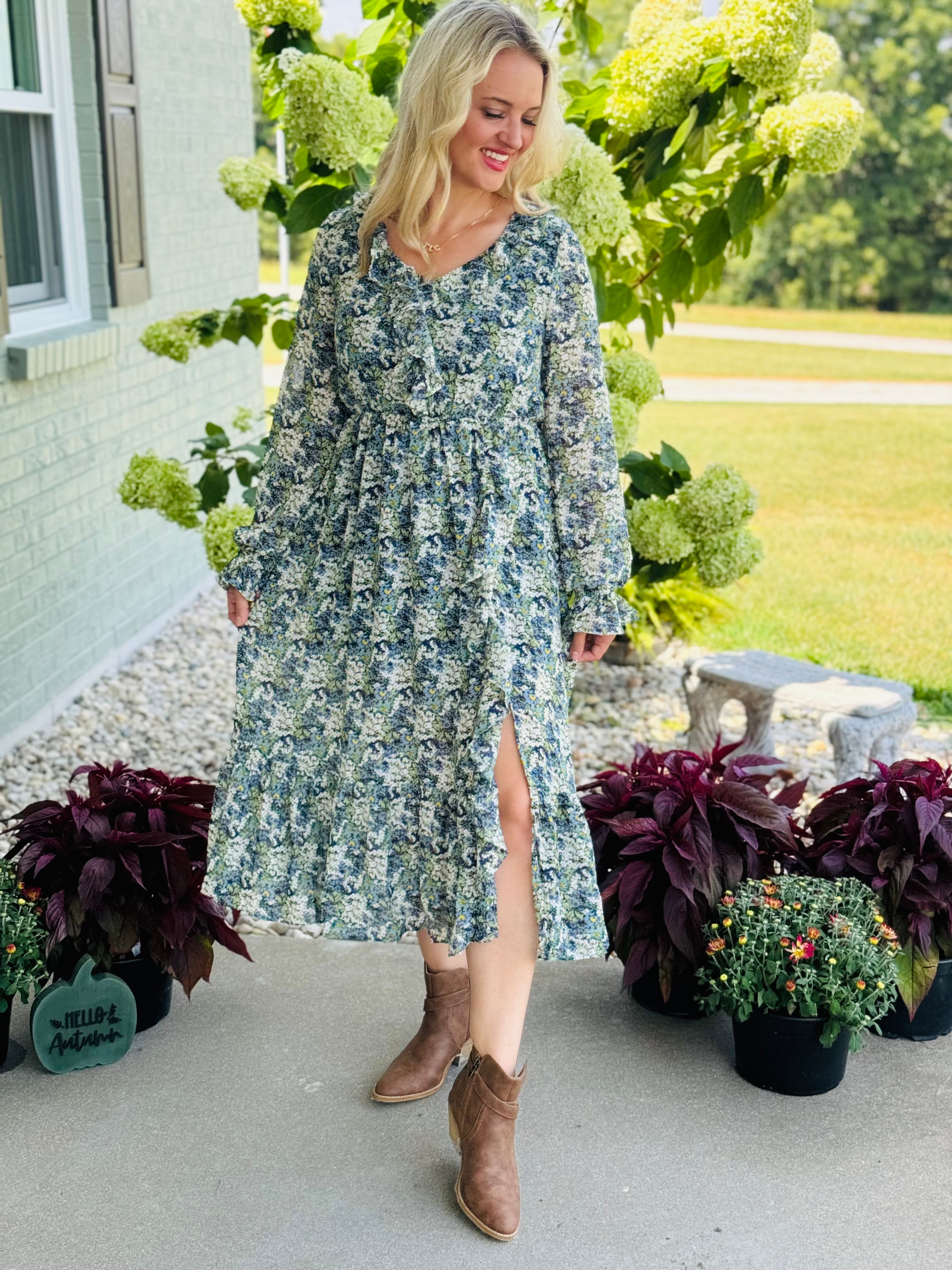 FINAL SALE - Picking Perfect Apples Midi Dress-180 Dresses-The Lovely Closet-The Lovely Closet, Women's Fashion Boutique in Alexandria, KY