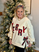 Plaid Merry Applique Pullover-110 Long Sleeve Top-Bibi-The Lovely Closet, Women's Fashion Boutique in Alexandria, KY