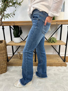 Risen - Mid Rise Fray Hem Bootcut Jeans-210 Jeans-Risen-The Lovely Closet, Women's Fashion Boutique in Alexandria, KY