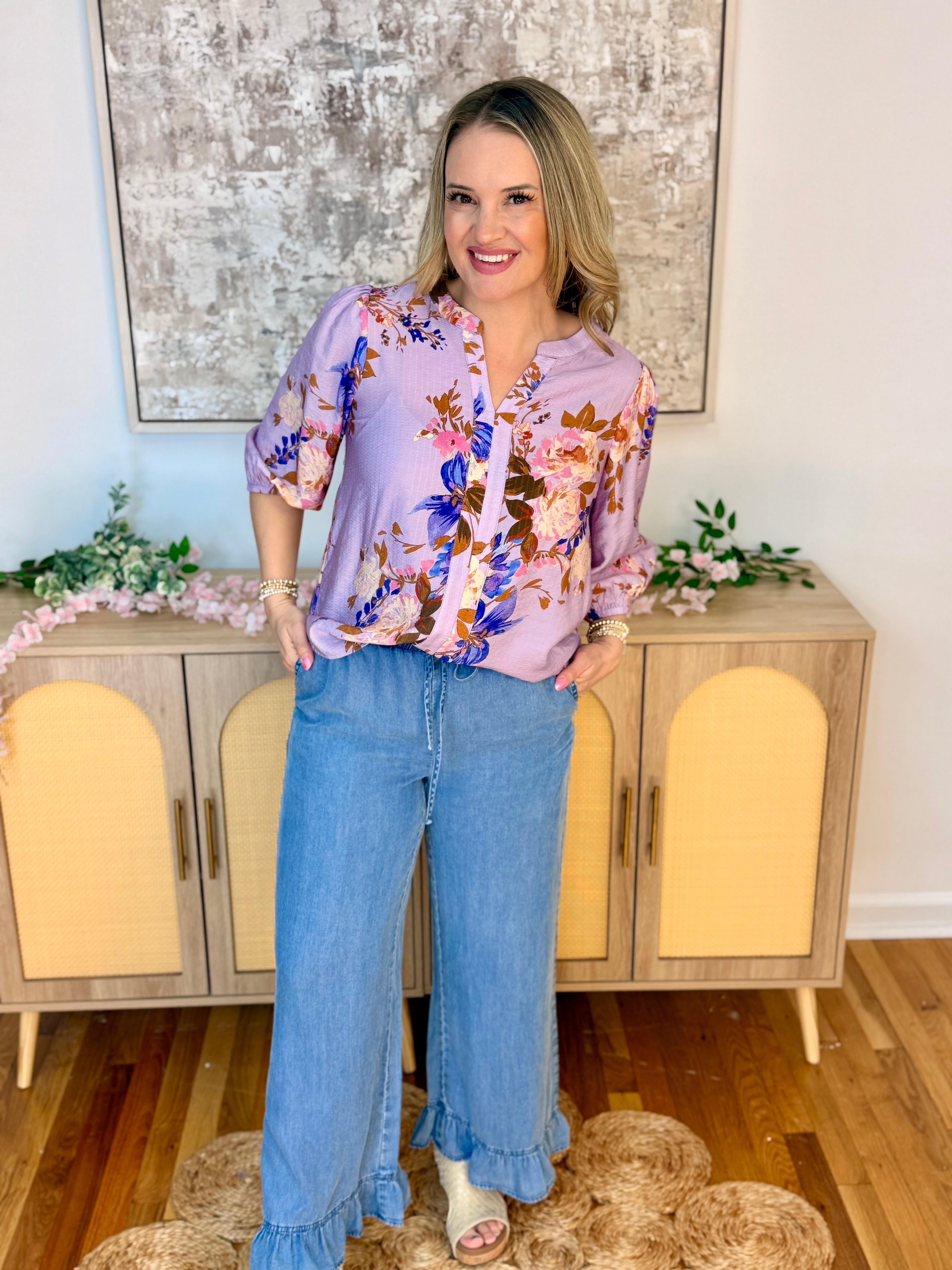 Secret Garden Blouse-110 Long Sleeve Top-Oddi-The Lovely Closet, Women's Fashion Boutique in Alexandria, KY