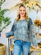 POL Oversized Floral Crochet Top-110 Long Sleeve Top-POL-The Lovely Closet, Women's Fashion Boutique in Alexandria, KY