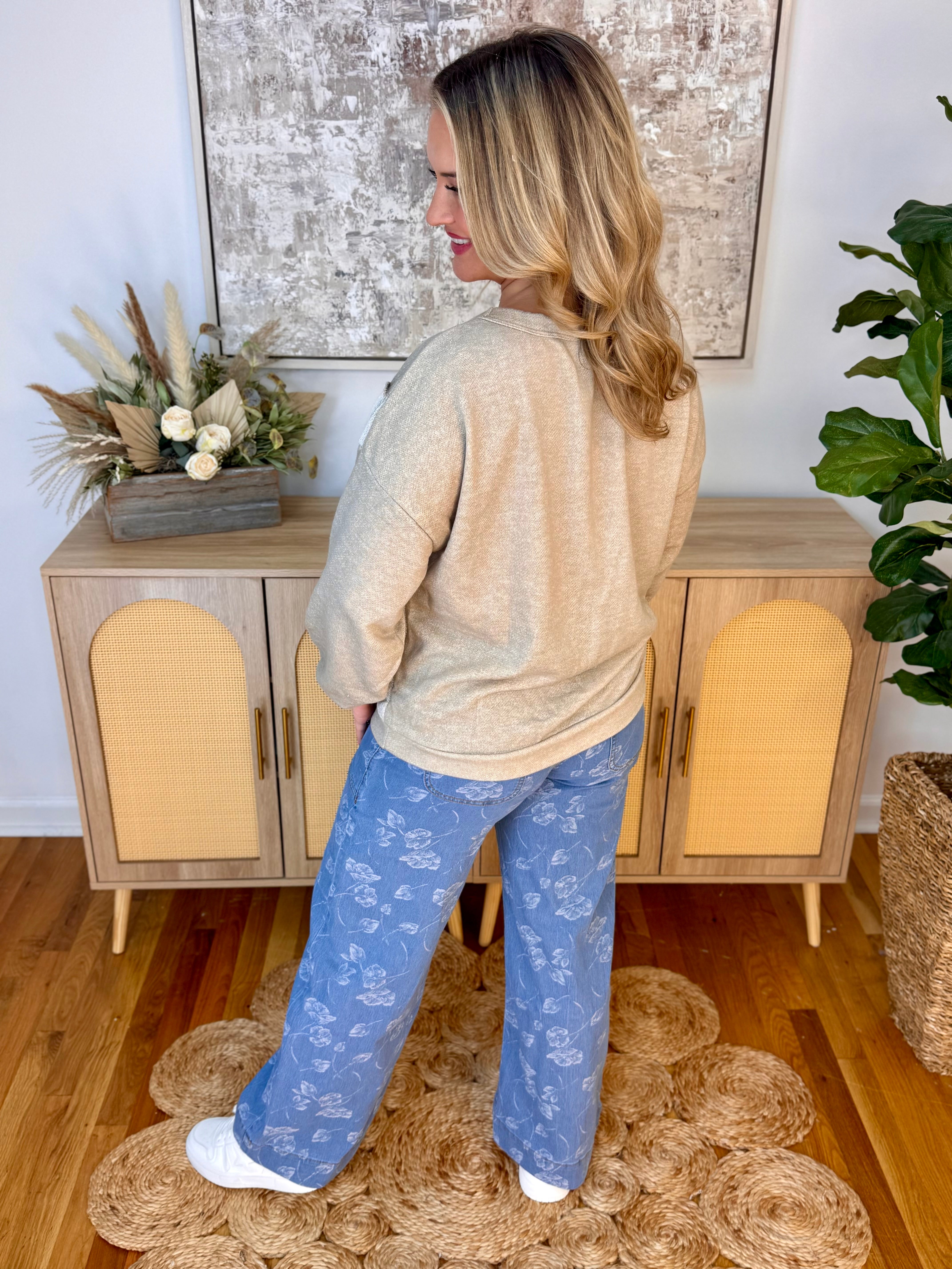 Taupe and Grey Pullover Top-110 Long Sleeve Top-bibi-The Lovely Closet, Women's Fashion Boutique in Alexandria, KY