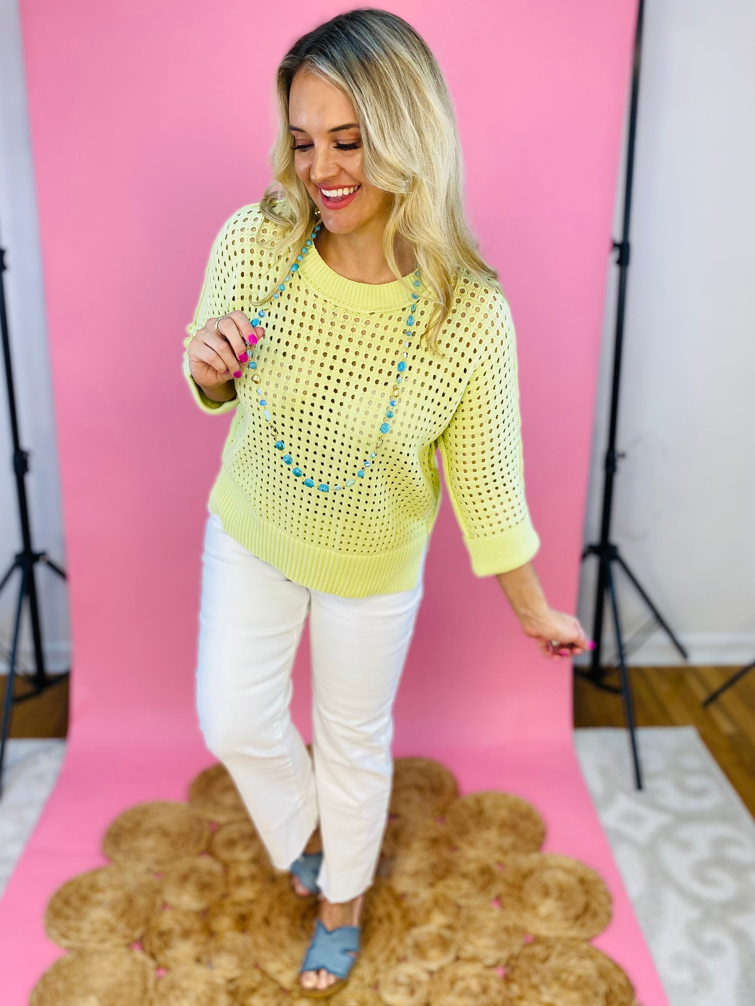 Sea Breeze Light Weight Knit Sweater - Lime-110 Long Sleeve Top-Mystree-The Lovely Closet, Women's Fashion Boutique in Alexandria, KY