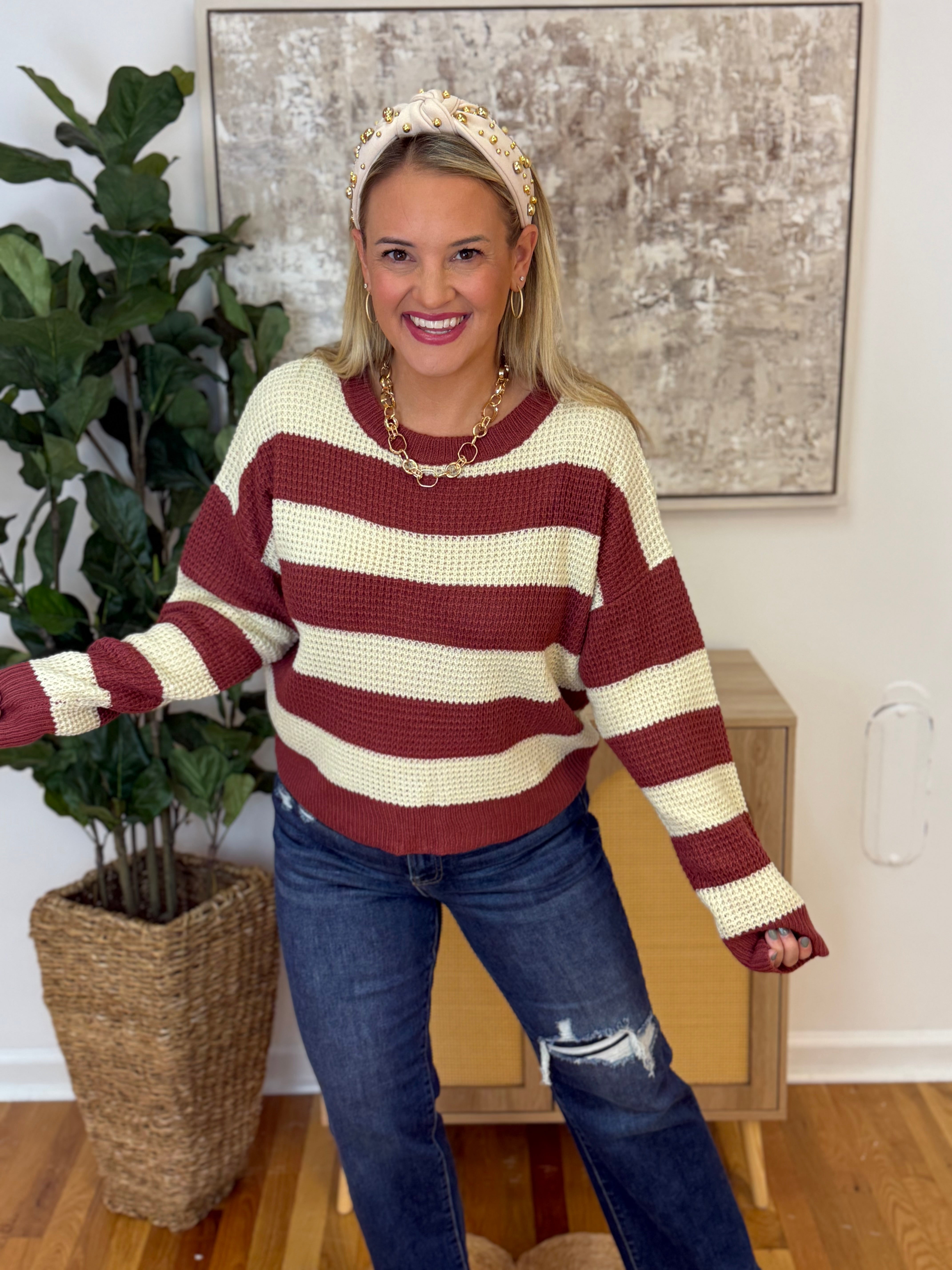 Autumn Breeze Sweater - Cinnamon-140 Sweaters-La Miel-The Lovely Closet, Women's Fashion Boutique in Alexandria, KY