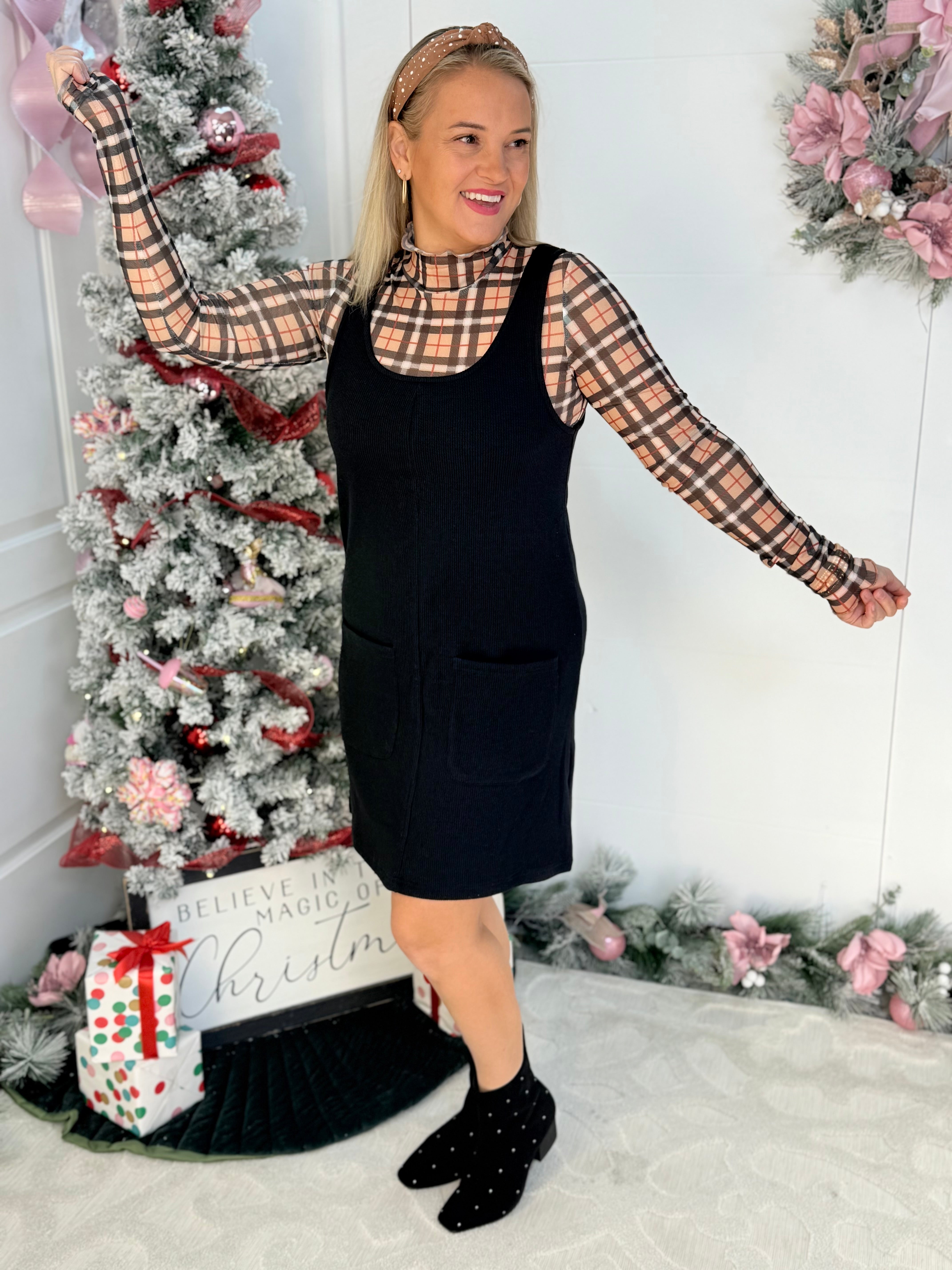 FINAL SALE - Jess Lea - Keigan Mesh Top - Nora Plaid-110 Long Sleeve Top-Jess Lea-The Lovely Closet, Women's Fashion Boutique in Alexandria, KY