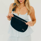 Suede Westlyn Woven Bum Bag: Suede Navy-290 Bag/Handbags-Pretty Simple-The Lovely Closet, Women's Fashion Boutique in Alexandria, KY
