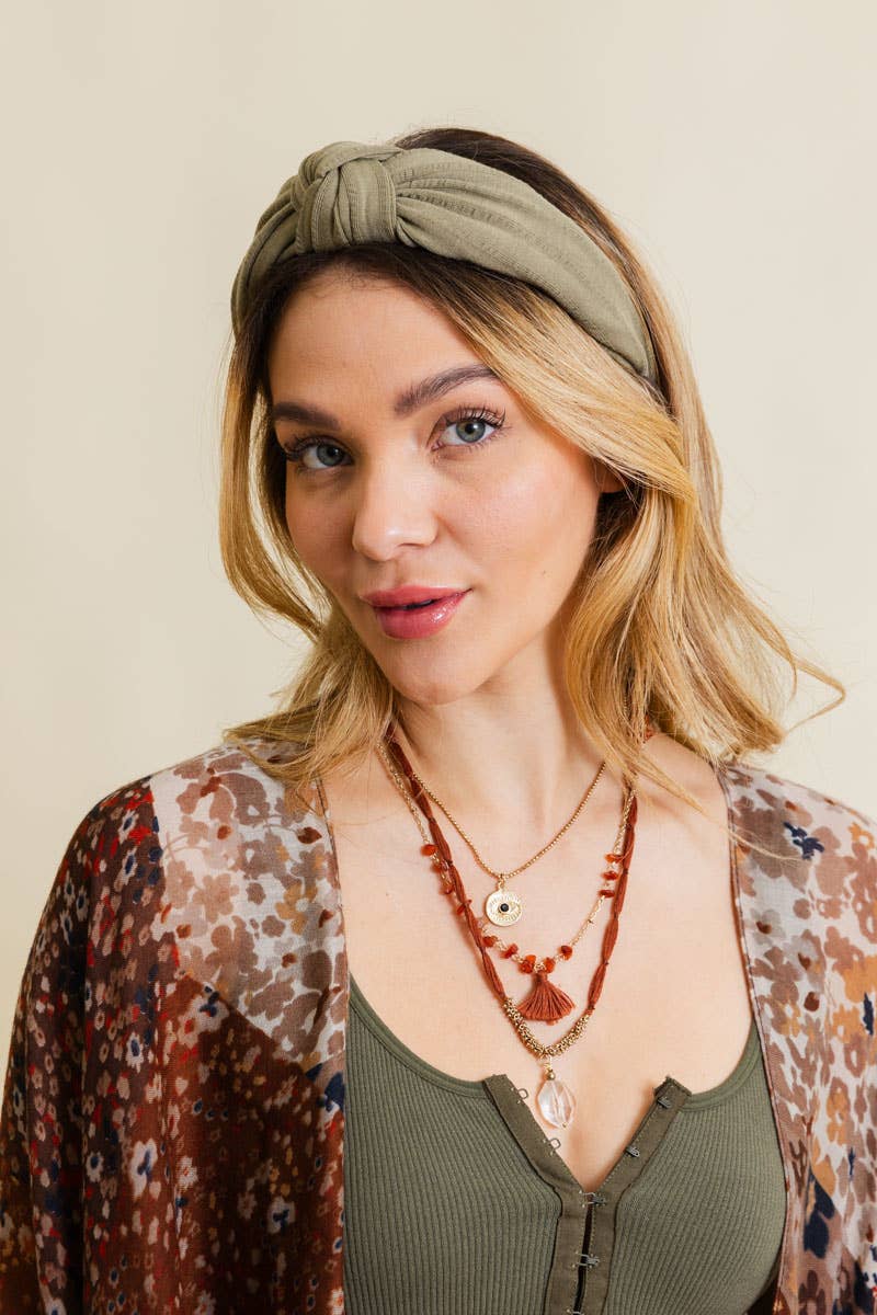 Textured Topknot Headband - Olive-Headbands-Leto Accessories-The Lovely Closet, Women's Fashion Boutique in Alexandria, KY
