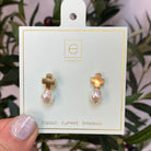 Signature Gold Cross Stud - Pearl-260 eNewton-eNewton-The Lovely Closet, Women's Fashion Boutique in Alexandria, KY