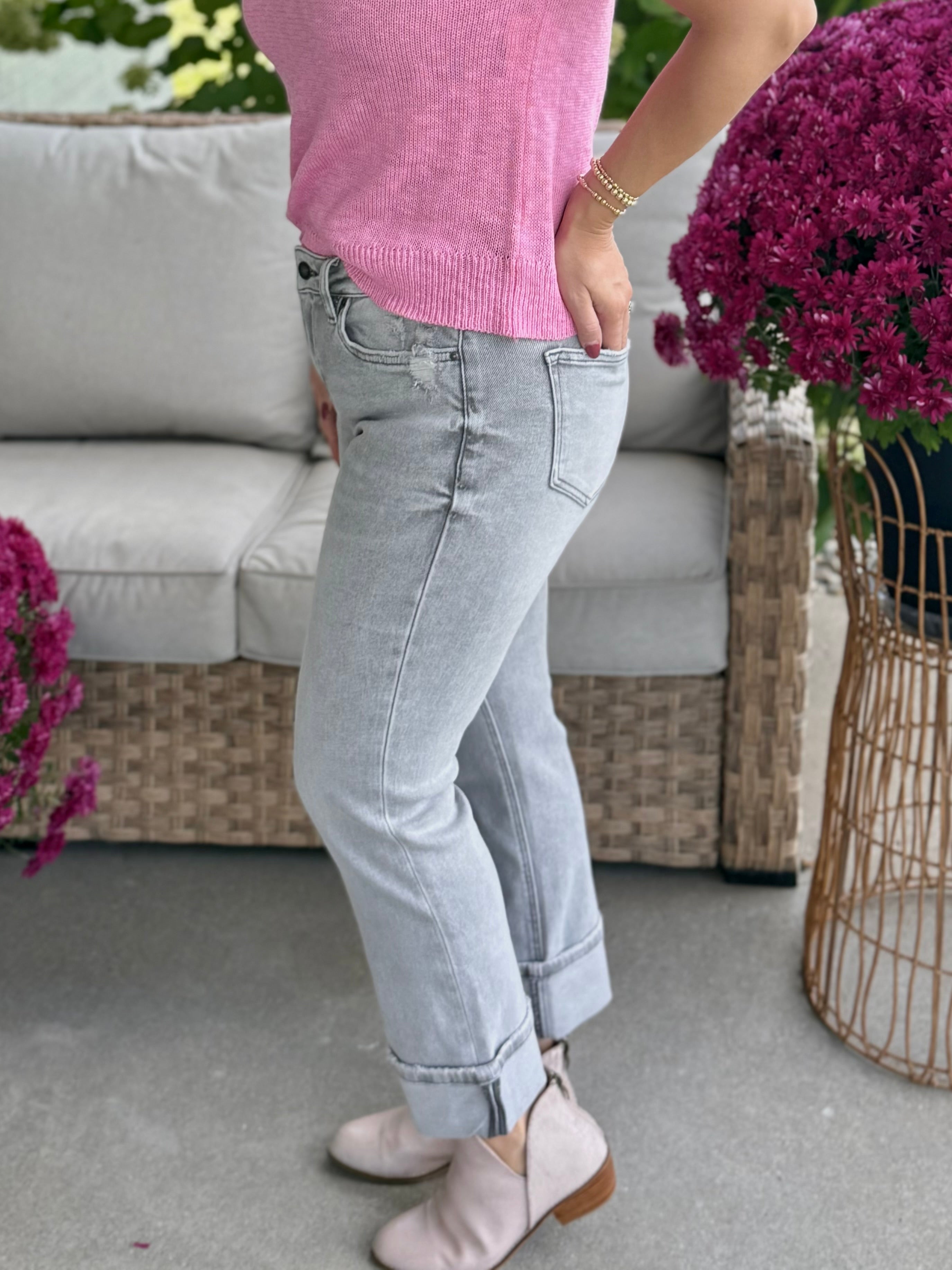MICA MID RISE STRAIGHT LEG VINTAGE GREY WASH-210 Jeans-Donation Pink-The Lovely Closet, Women's Fashion Boutique in Alexandria, KY