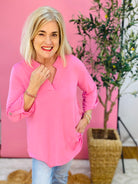 Lizzy Top - Pink-110 Long Sleeve Top-The Lovely Closet-The Lovely Closet, Women's Fashion Boutique in Alexandria, KY