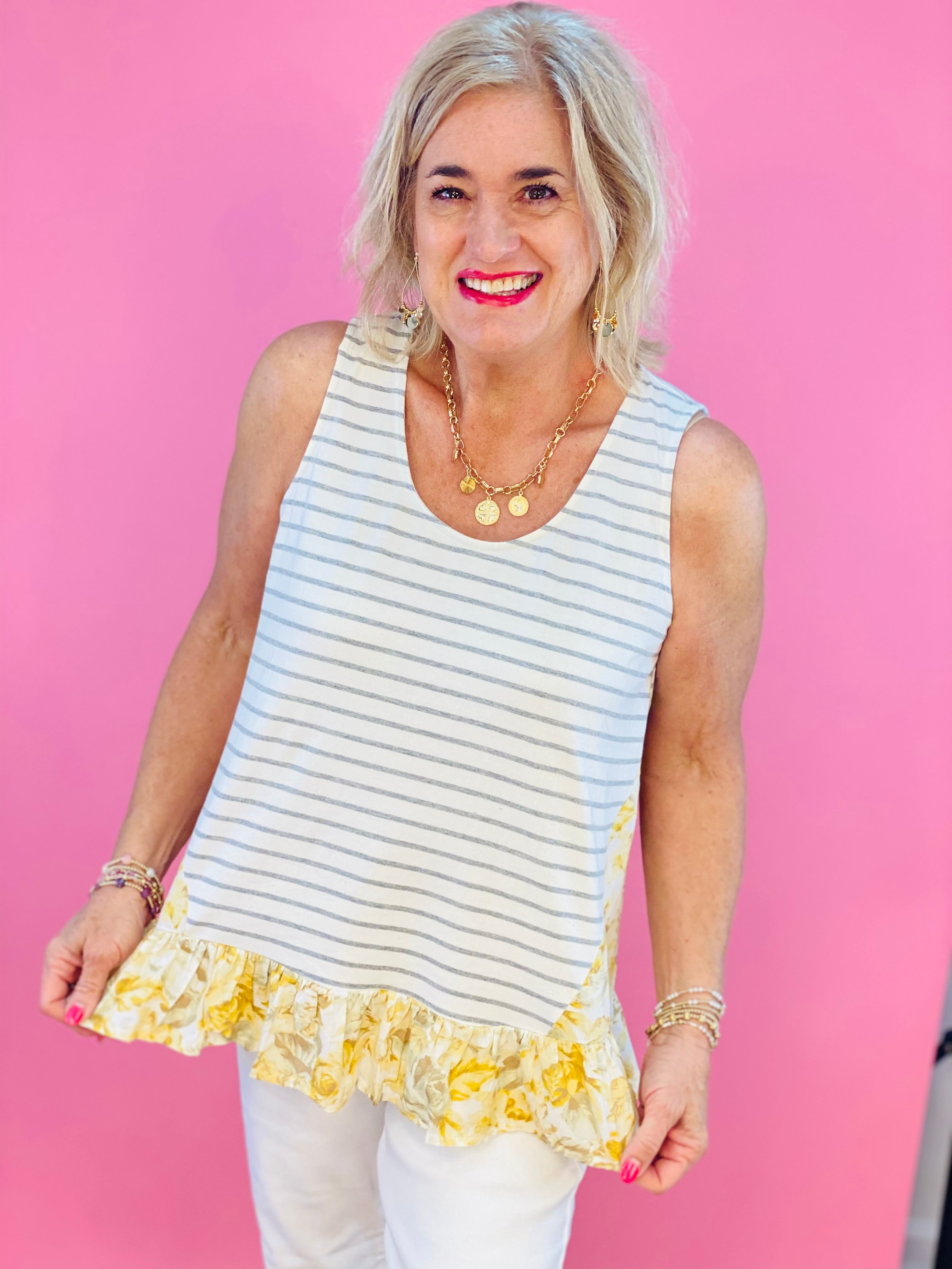 Summer Awaits Tank Top-120 Sleeveless Tops-Doe and Rae-The Lovely Closet, Women's Fashion Boutique in Alexandria, KY