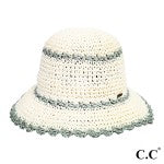 CC Straw Bucket Hat - SPF 55 Natural/Sage-300 Headwear-judson-The Lovely Closet, Women's Fashion Boutique in Alexandria, KY