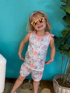 Girls Pink Floral Sleeveless Top/Shorts Set-360 Carolines Closet-Rylee Faith Designs-The Lovely Closet, Women's Fashion Boutique in Alexandria, KY