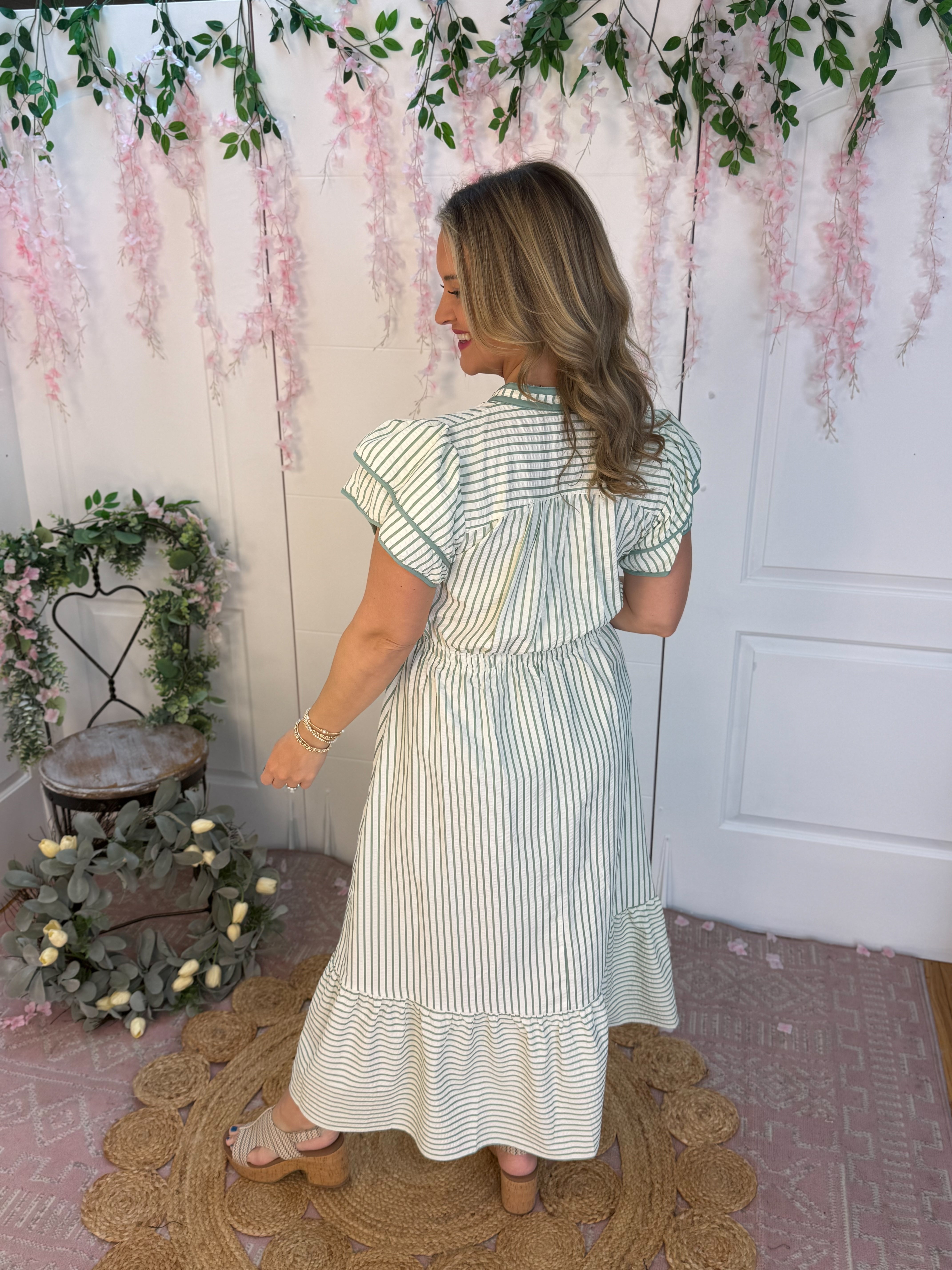 Spring Days Midi Dress - Sage-180 Dresses-Umgee-The Lovely Closet, Women's Fashion Boutique in Alexandria, KY