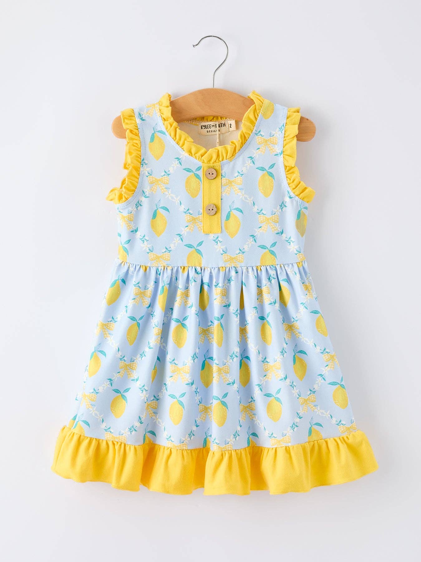 Lemon Floral Print Sleeveless Ruffle Dress-360 Carolines Closet-Rylee Faith Designs-The Lovely Closet, Women's Fashion Boutique in Alexandria, KY