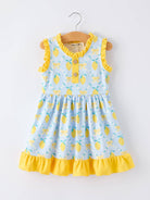 Lemon Floral Print Sleeveless Ruffle Dress-360 Carolines Closet-Rylee Faith Designs-The Lovely Closet, Women's Fashion Boutique in Alexandria, KY