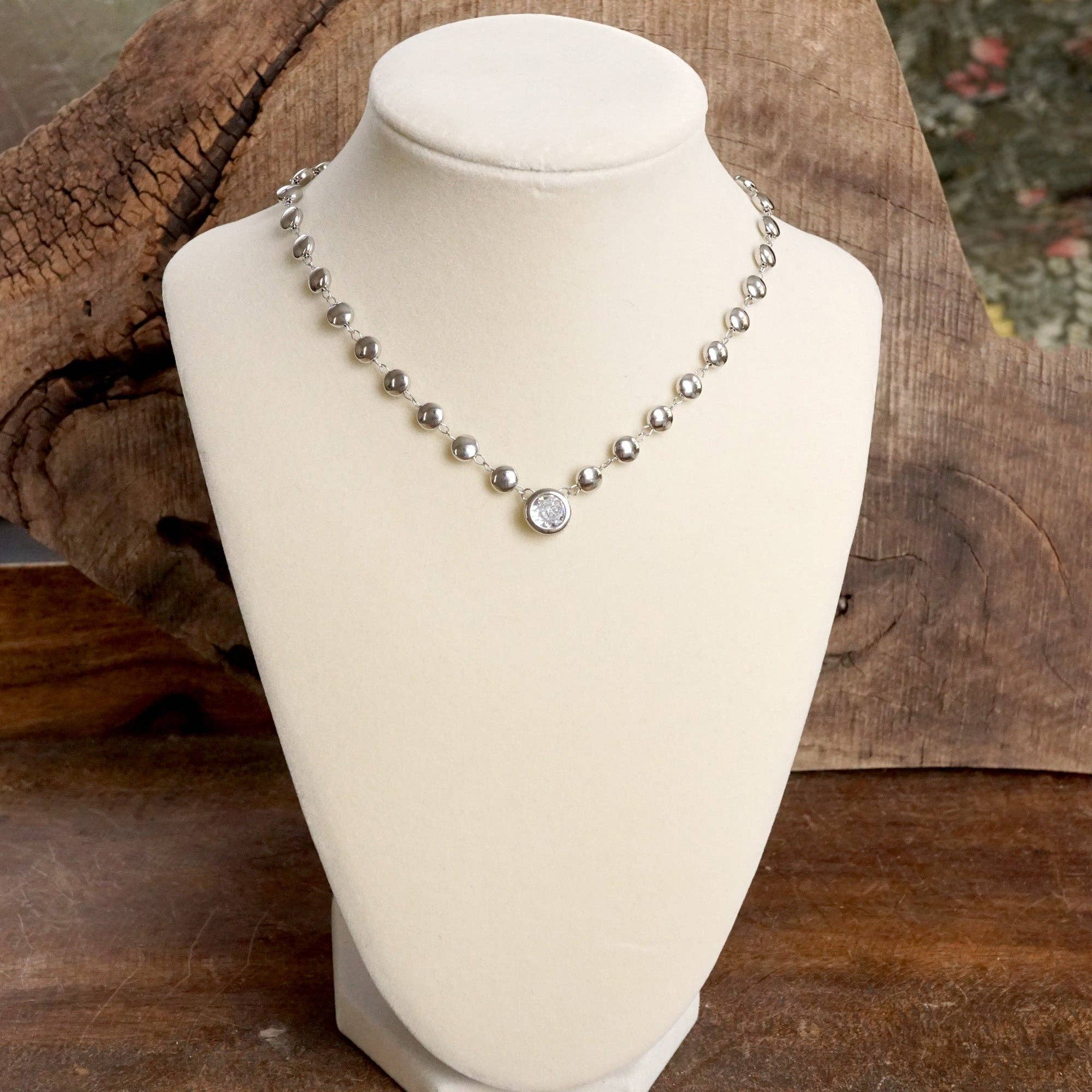 Crystal Pendant Necklace - Silver-250 Jewelry-PennyLine inc-The Lovely Closet, Women's Fashion Boutique in Alexandria, KY