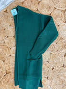 Waffle Knit Cardigan - Hunter Green-160 Cardigan/Kimonos-zenana-The Lovely Closet, Women's Fashion Boutique in Alexandria, KY