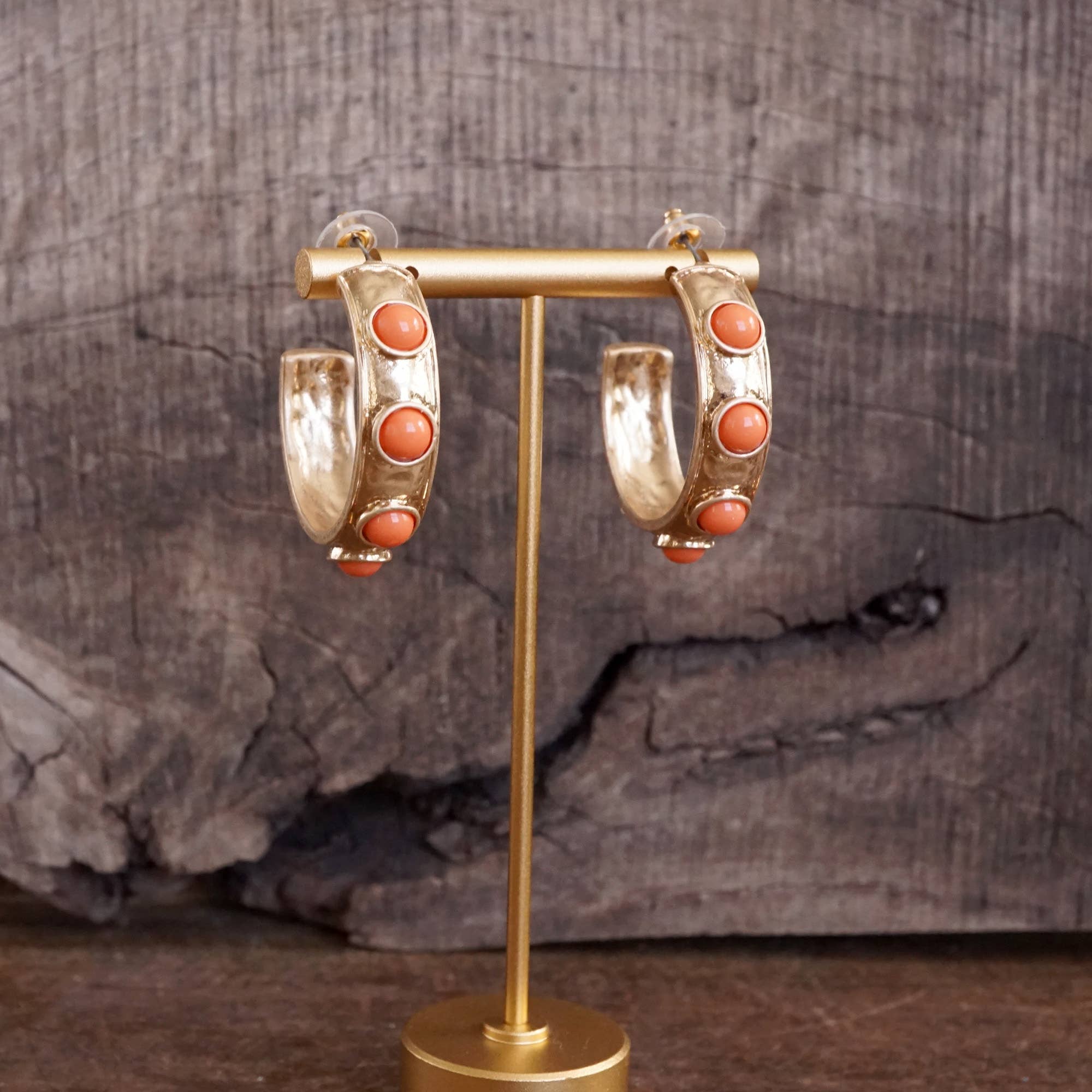Jeweled Bubble Hoop Earrings – Orange-250 Jewelry-PennyLine inc-The Lovely Closet, Women's Fashion Boutique in Alexandria, KY