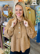 Charm Pullover - Almond-110 Long Sleeve Top-Blu Pepper-The Lovely Closet, Women's Fashion Boutique in Alexandria, KY