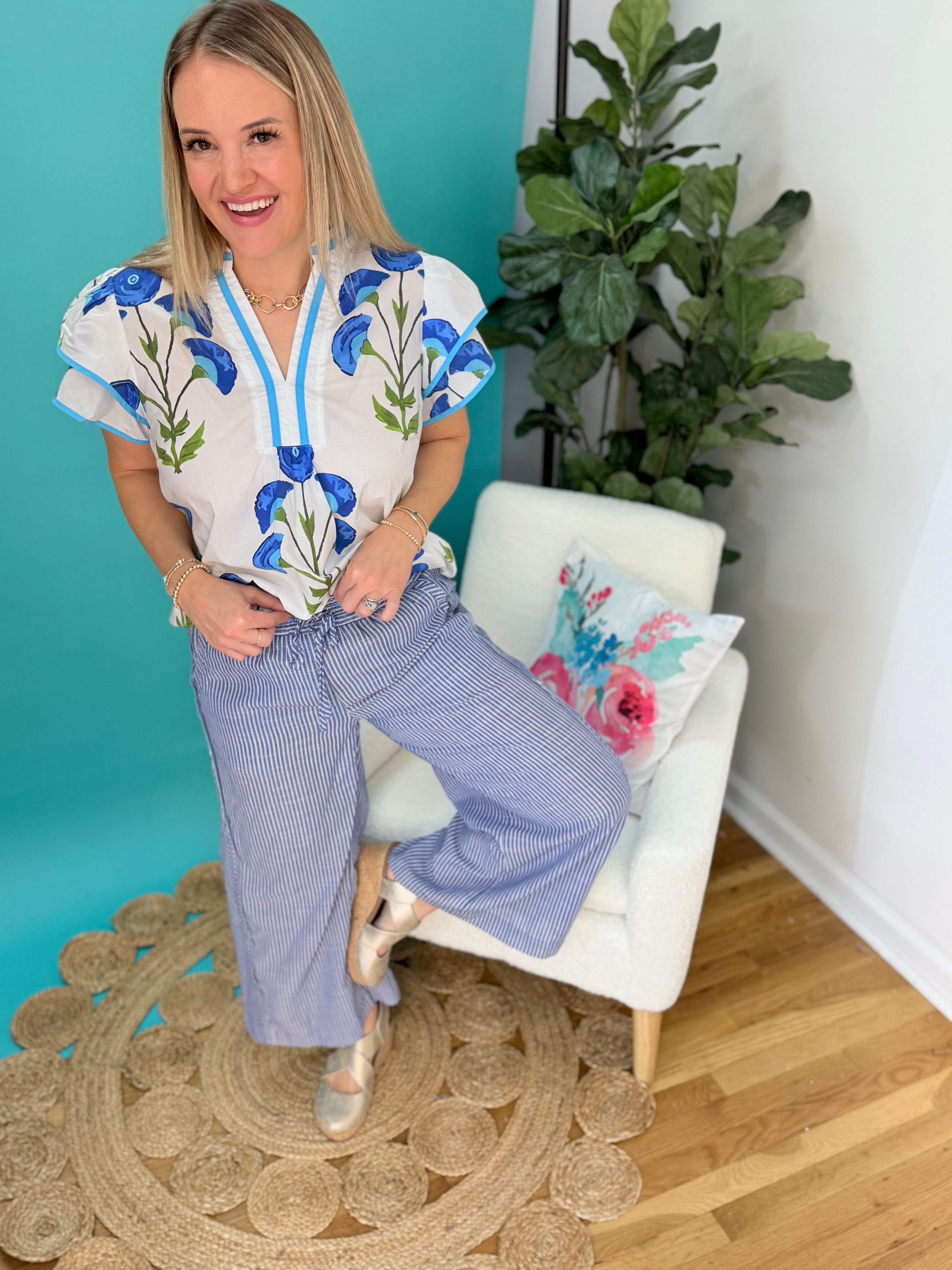 Wildflower Whisper Blouse-100 Short Sleeve Tops-Umgee-The Lovely Closet, Women's Fashion Boutique in Alexandria, KY