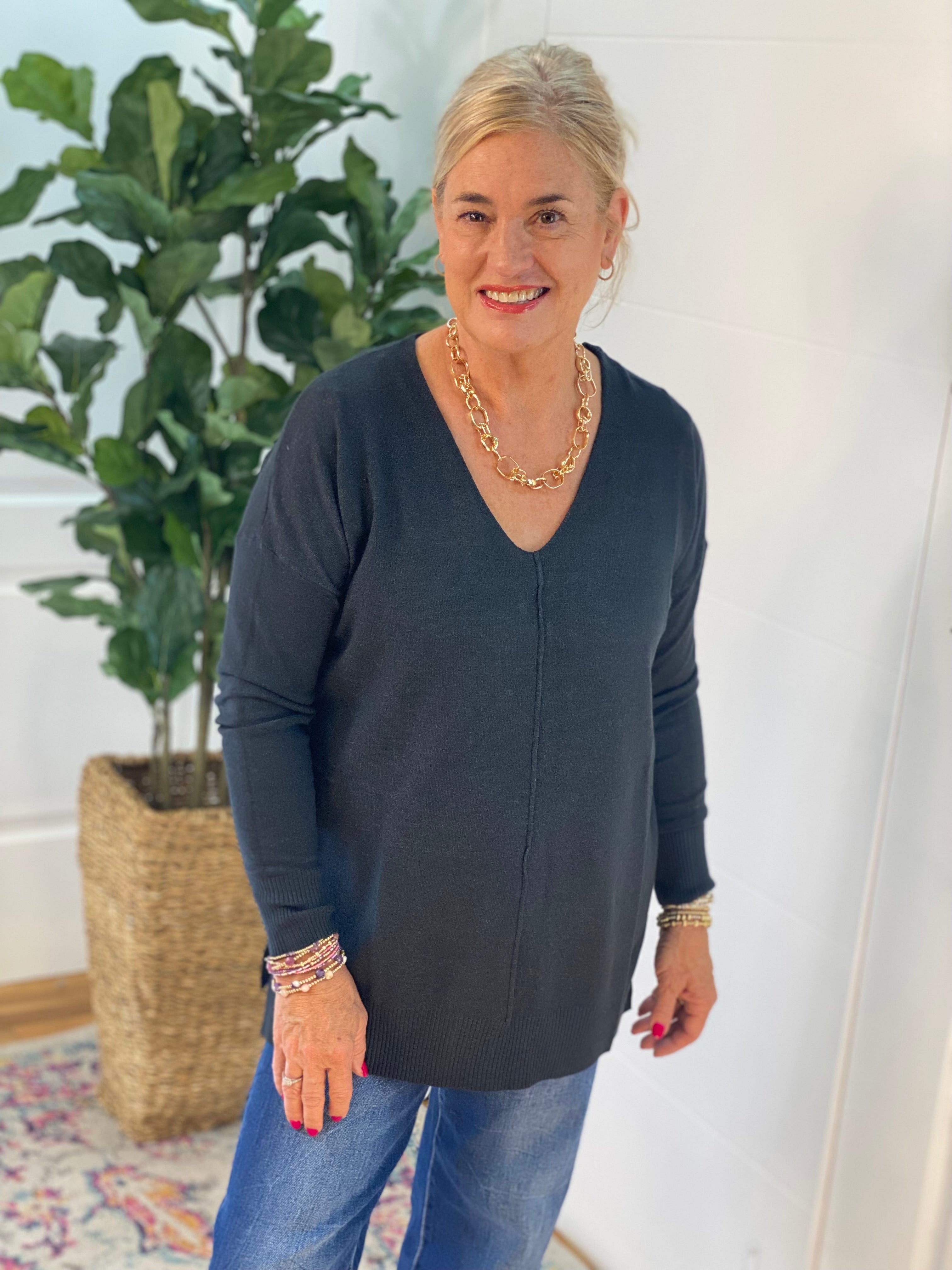 Dream Sweater - Charcoal-140 Sweaters-zenana-The Lovely Closet, Women's Fashion Boutique in Alexandria, KY