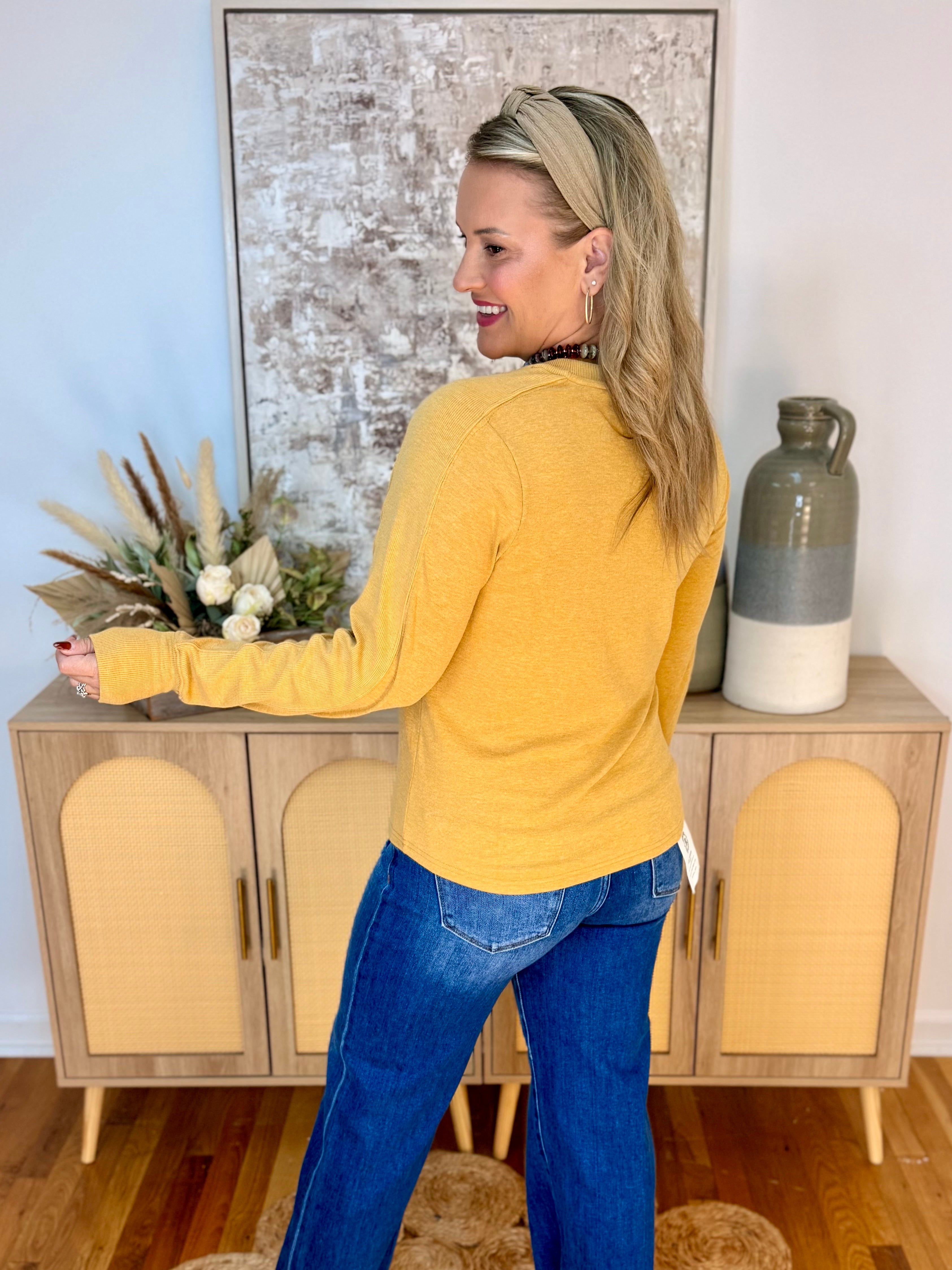 Golden Girl Long Sleeve Top-110 Long Sleeve Top-Staccato-The Lovely Closet, Women's Fashion Boutique in Alexandria, KY
