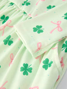 St. Patrick's Day Bow Shamrock Print Ruffles Girls Dress-360 Carolines Closet-Rylee Faith Designs-The Lovely Closet, Women's Fashion Boutique in Alexandria, KY