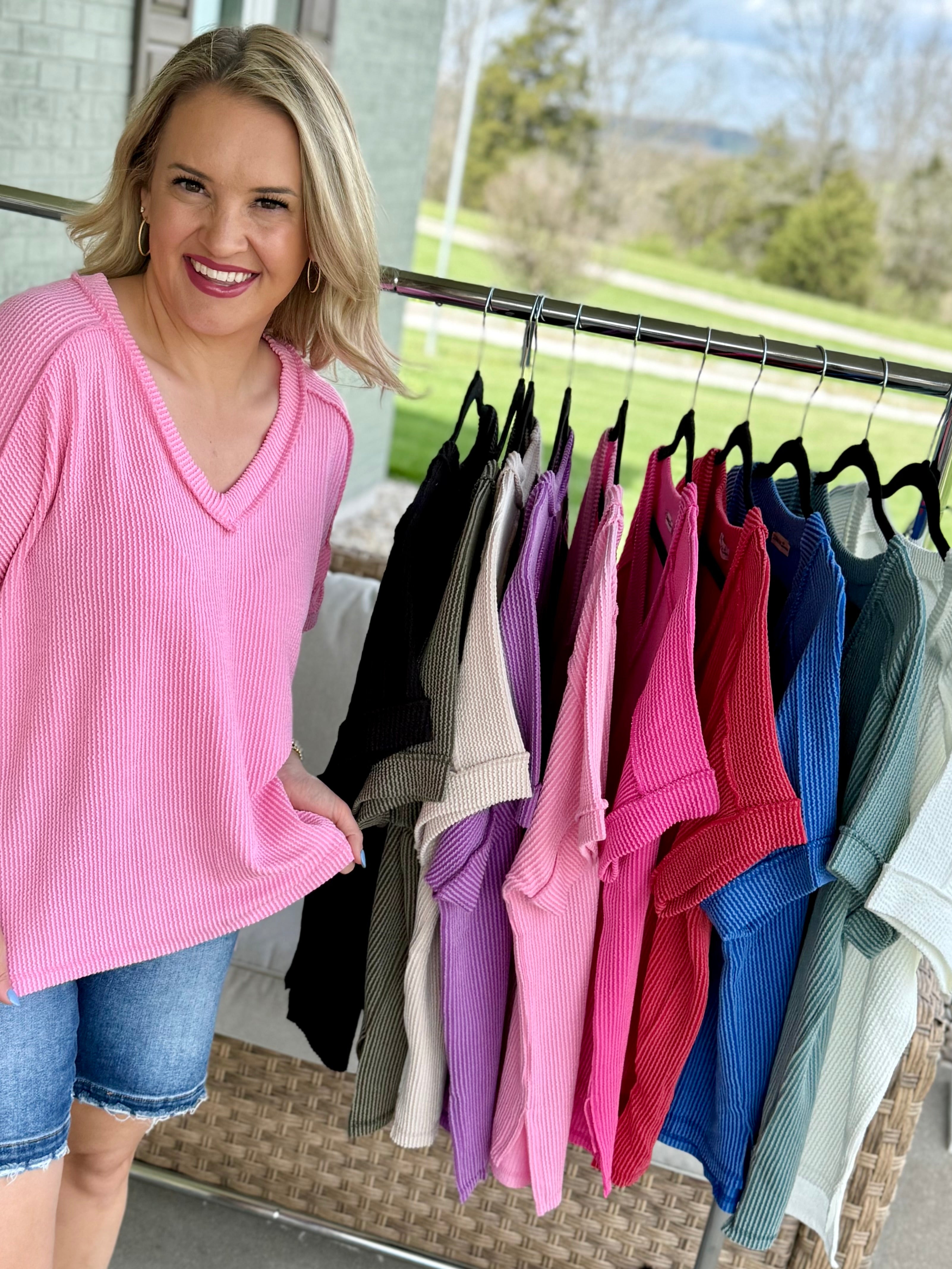 Spring Essential V-Neck Top-100 Short Sleeve Tops-zenana-The Lovely Closet, Women's Fashion Boutique in Alexandria, KY