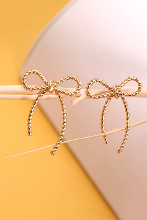 Gold Rope Bow Stud Earring-280 Accessories-JOSSLYN by wall to wall-The Lovely Closet, Women's Fashion Boutique in Alexandria, KY
